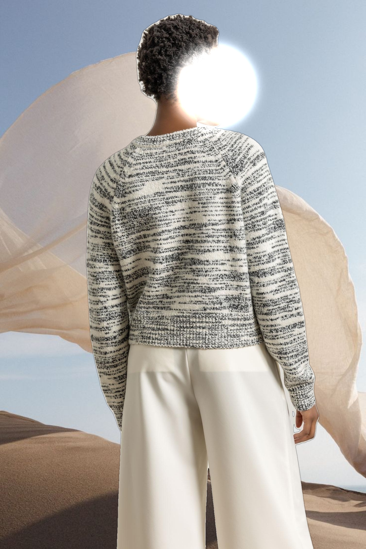 Ribbed Neck Raglan Sweater