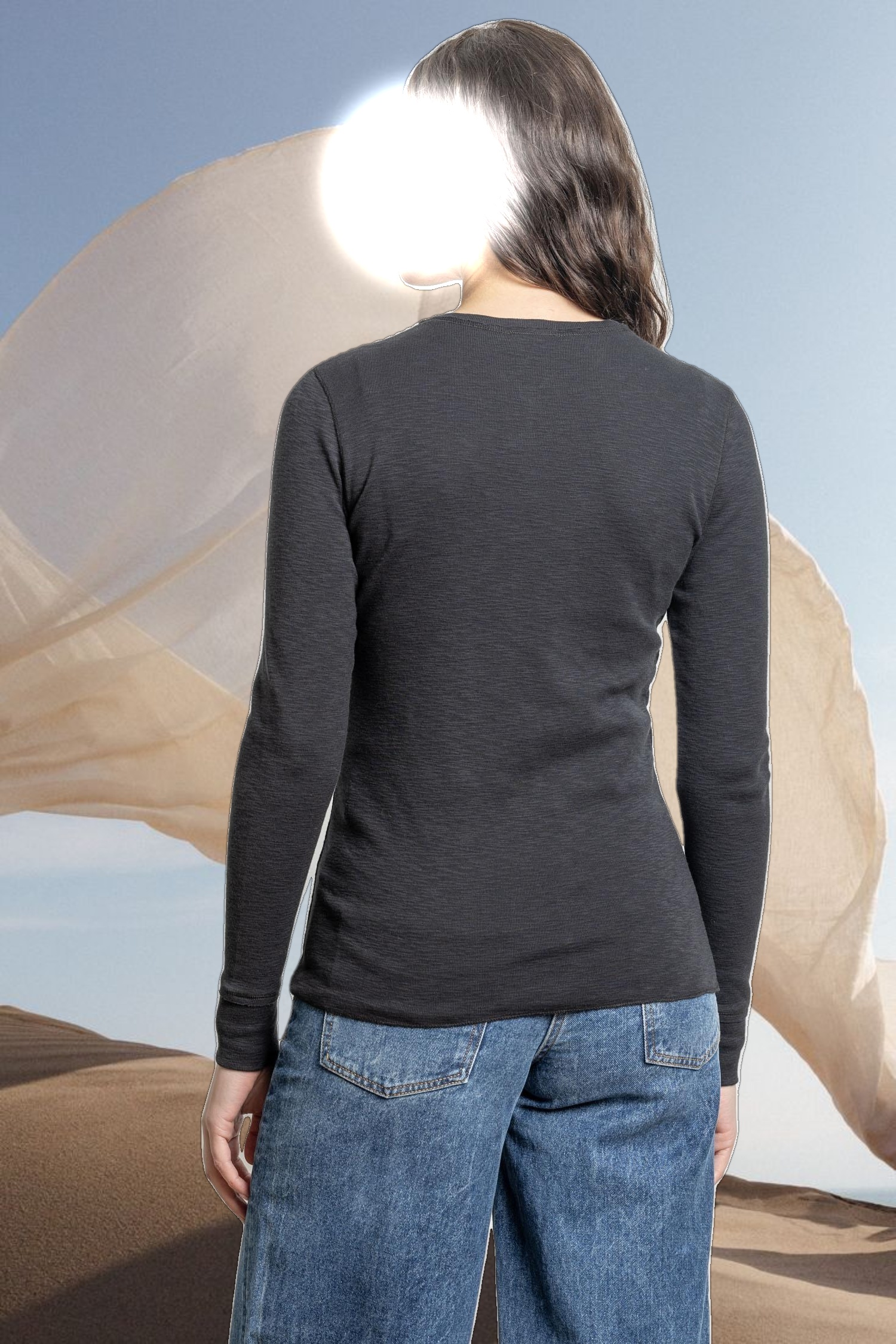 Long Sleeve Raw Edge Crew