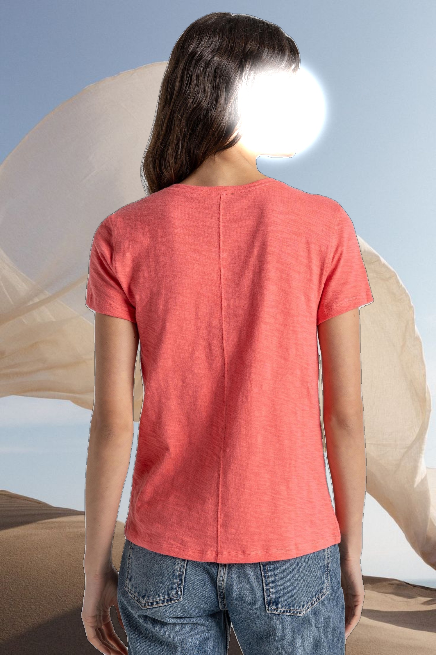 Short Sleeve Back Seam V-Neck