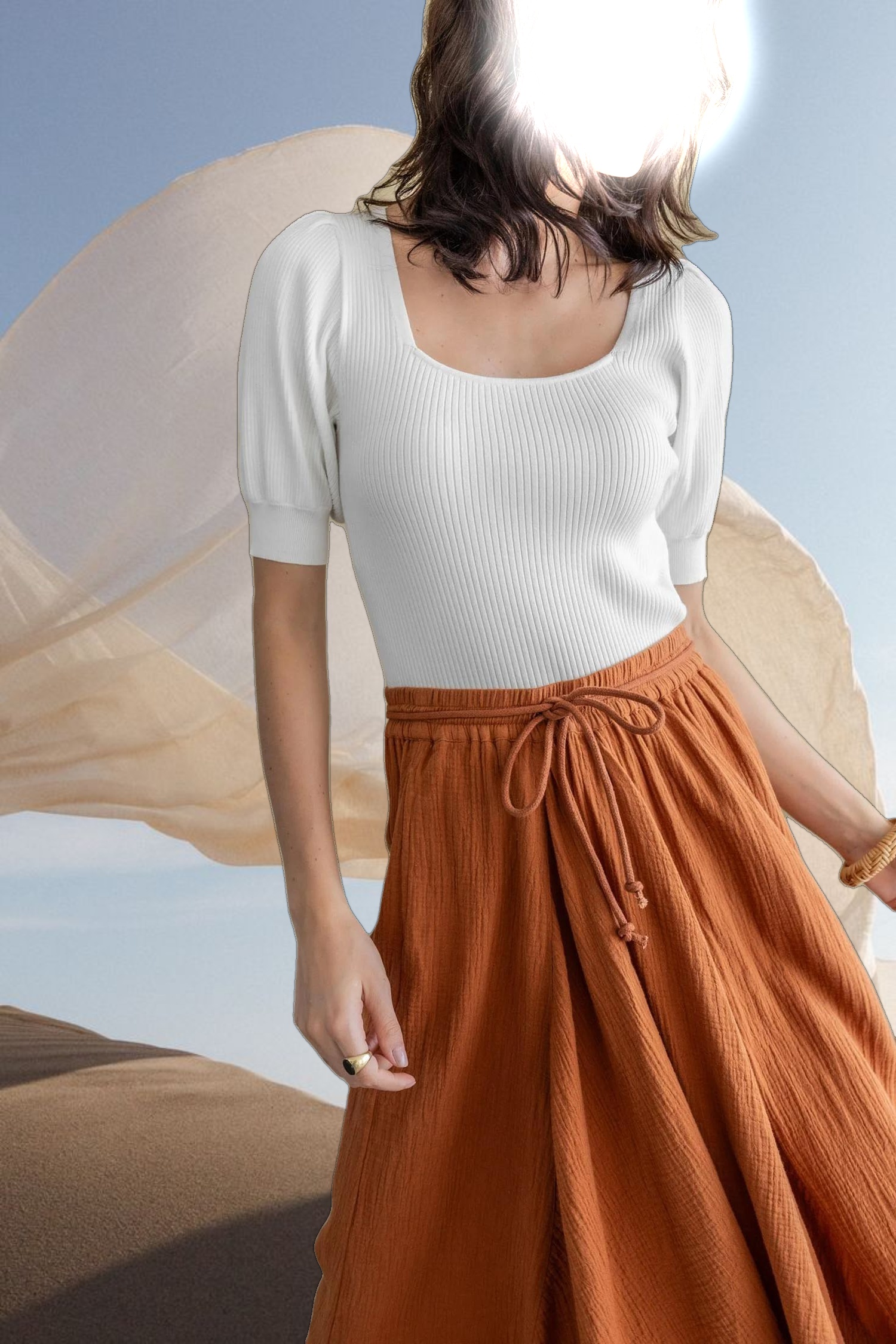 Gauze Waterfall Skirt