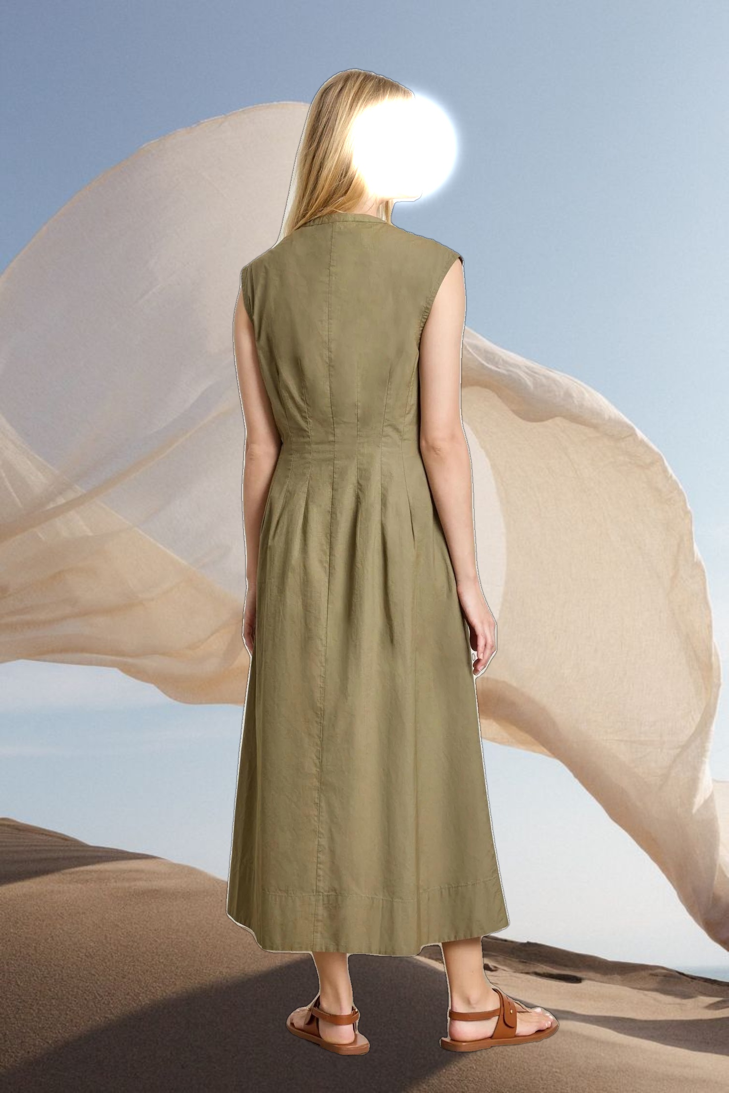 Sleeveless Seamed Maxi Dress