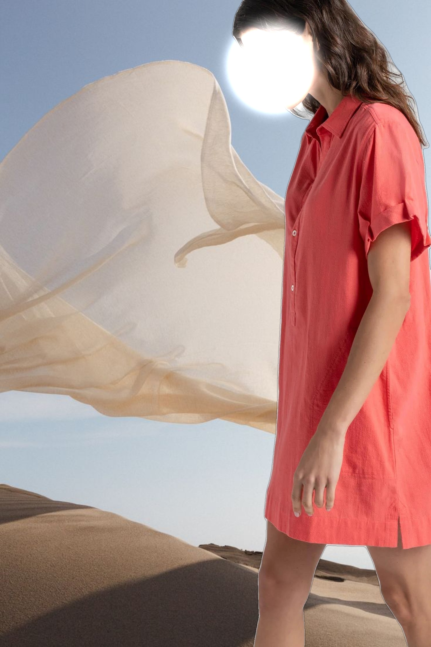 Half Placket Shirt Dress