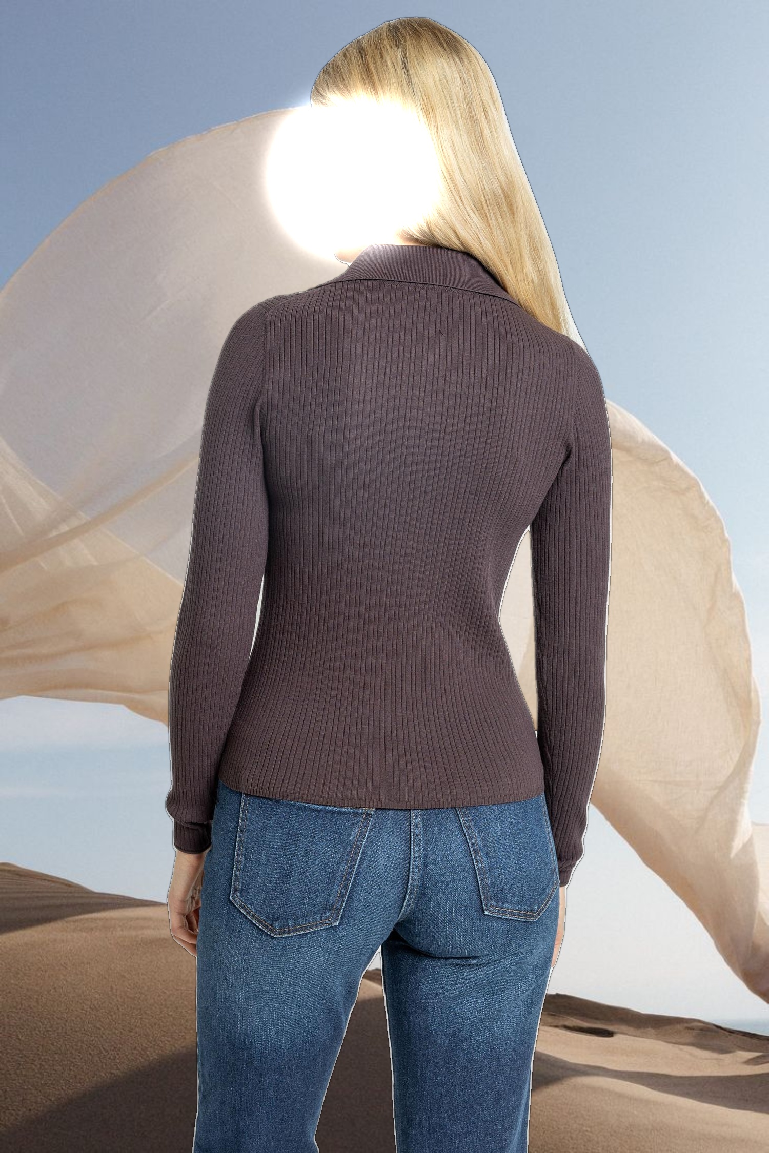 Polo Collar Henley Sweater