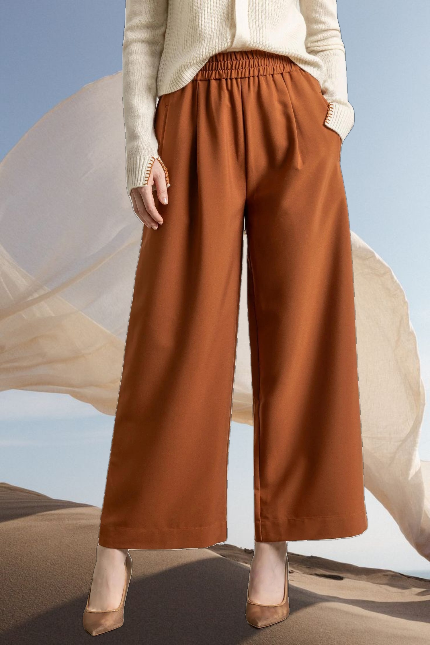 Wide Leg Pull On Pant