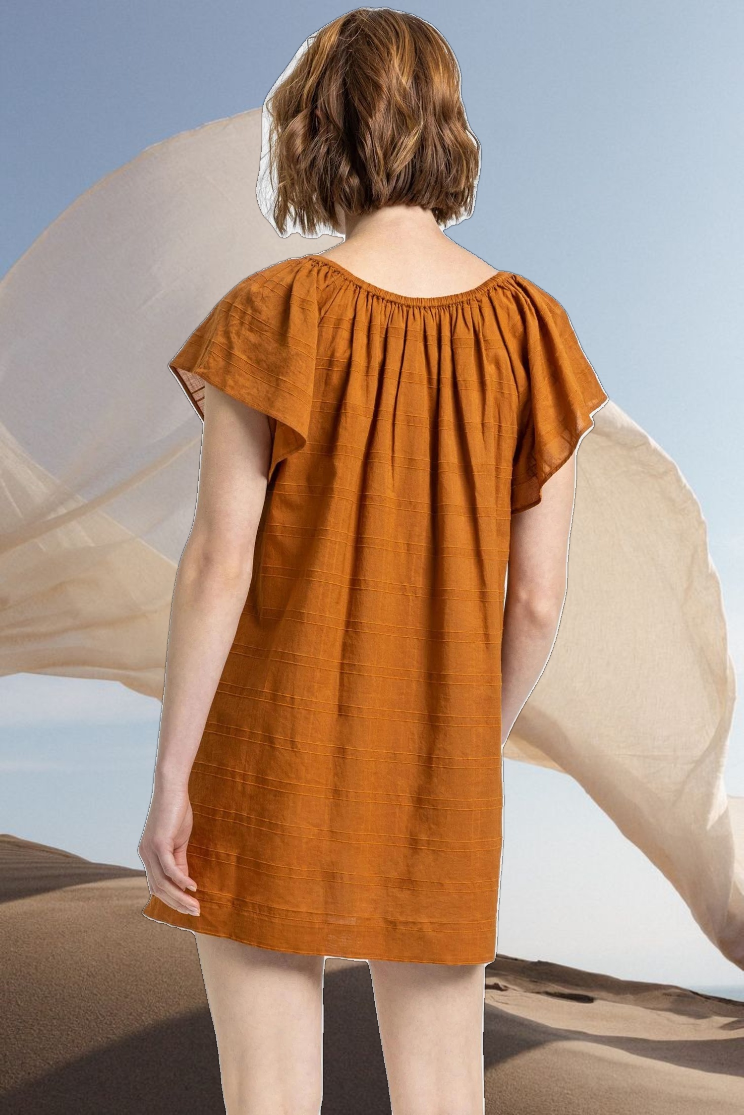 Flutter Sleeve Raglan Dress