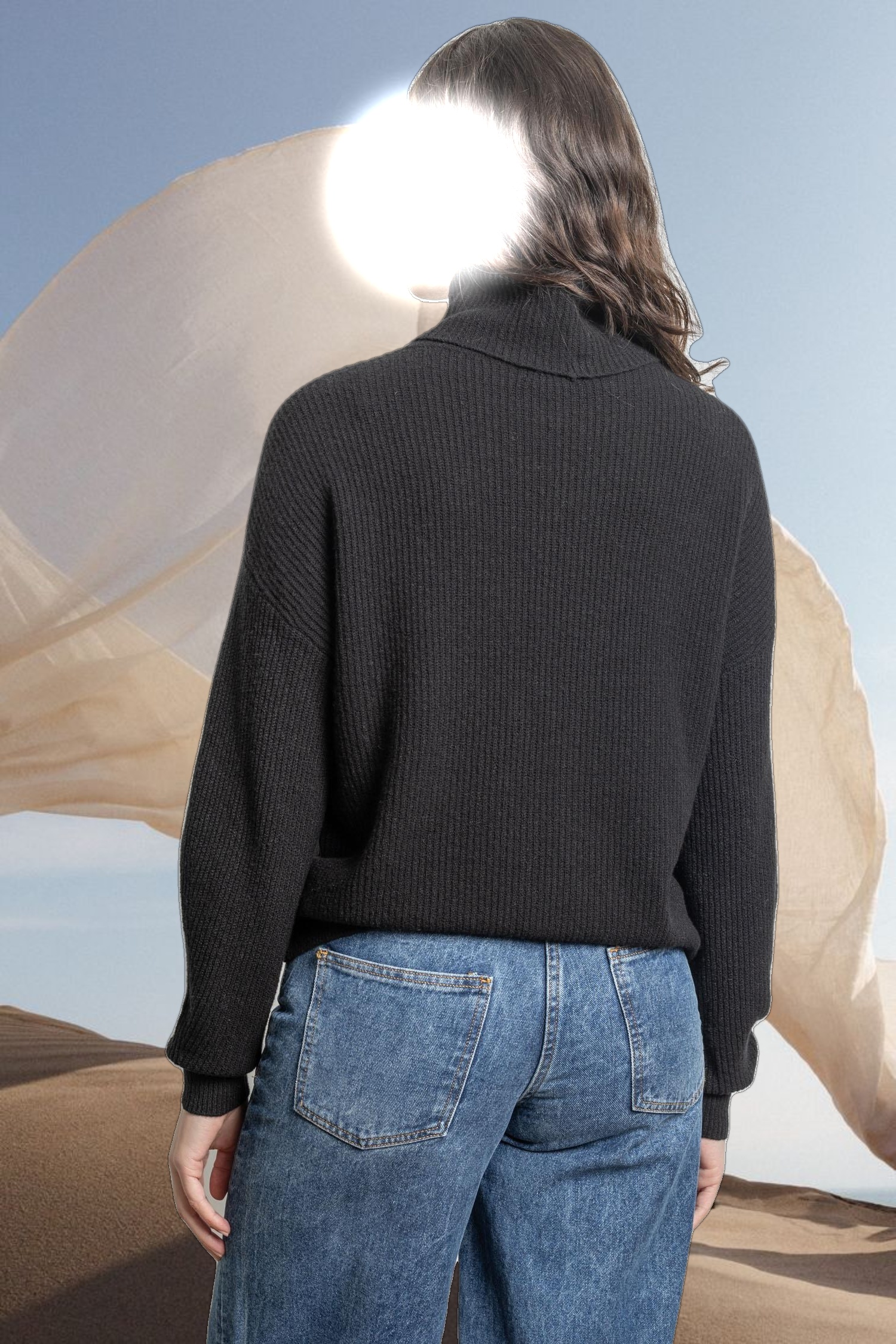 Relaxed Rib Turtleneck Sweater