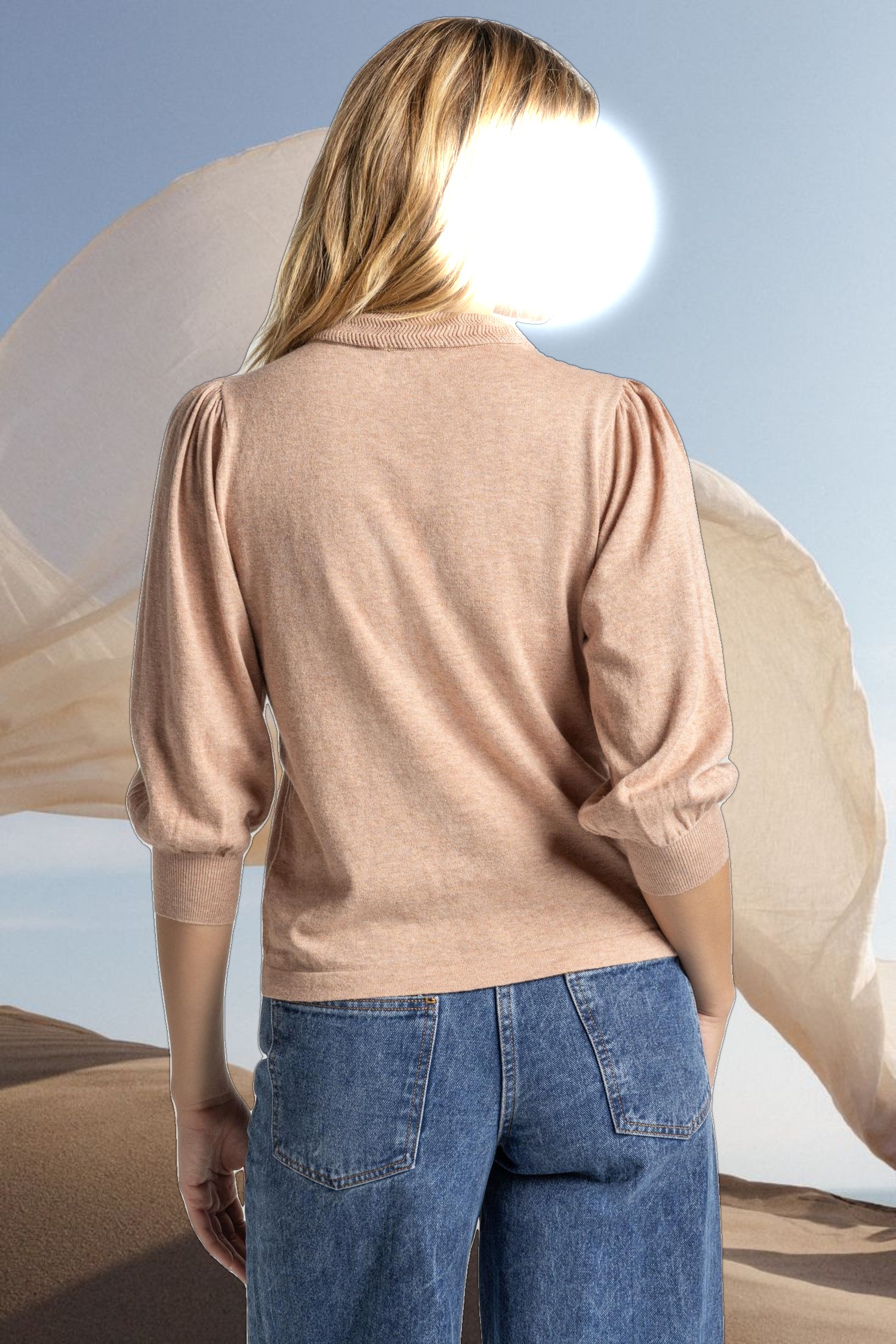 Puff Sleeve Crewneck Sweater