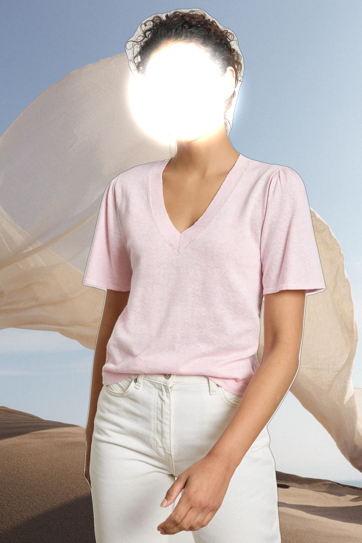 Short Sleeve V-Neck Sweater