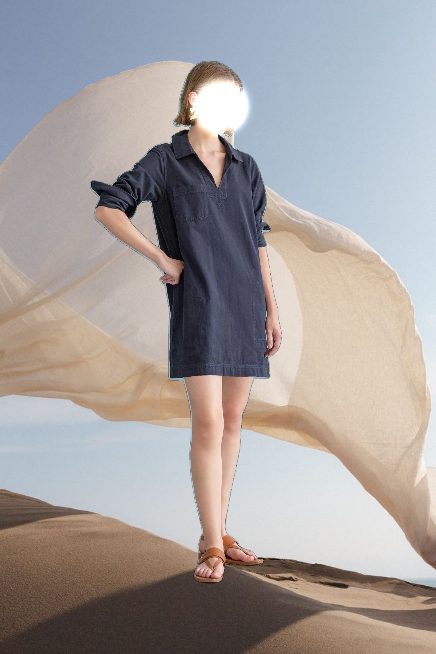 Split Neck Collared Dress