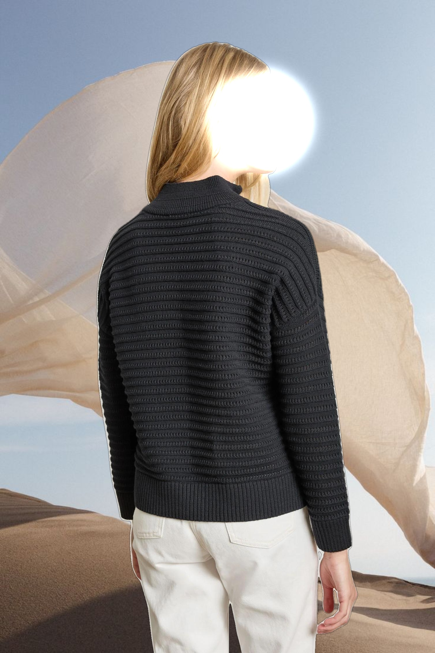 Pointelle Half Zip Sweater