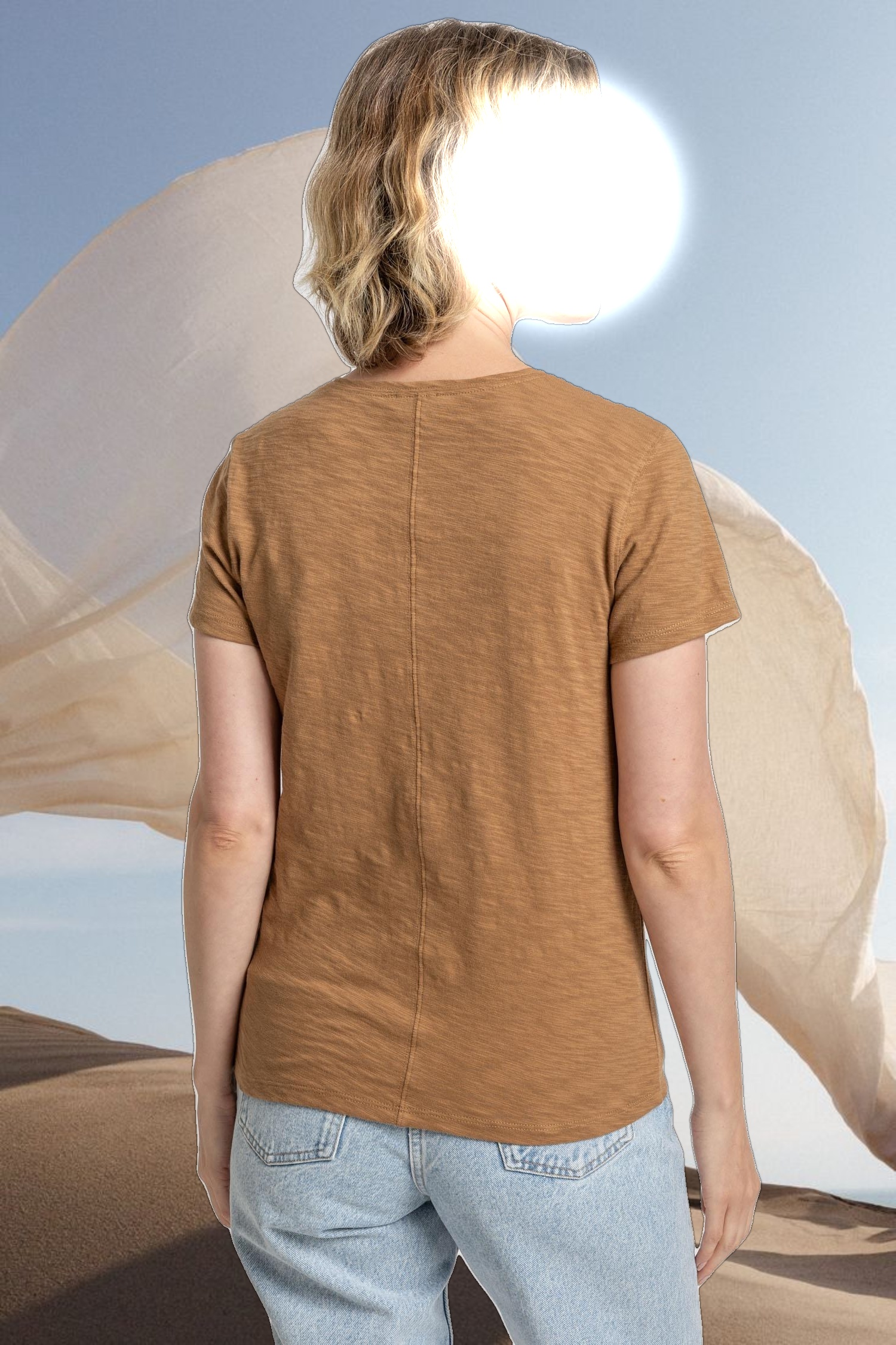 V-Neck Short Sleeve Back Seam Tee