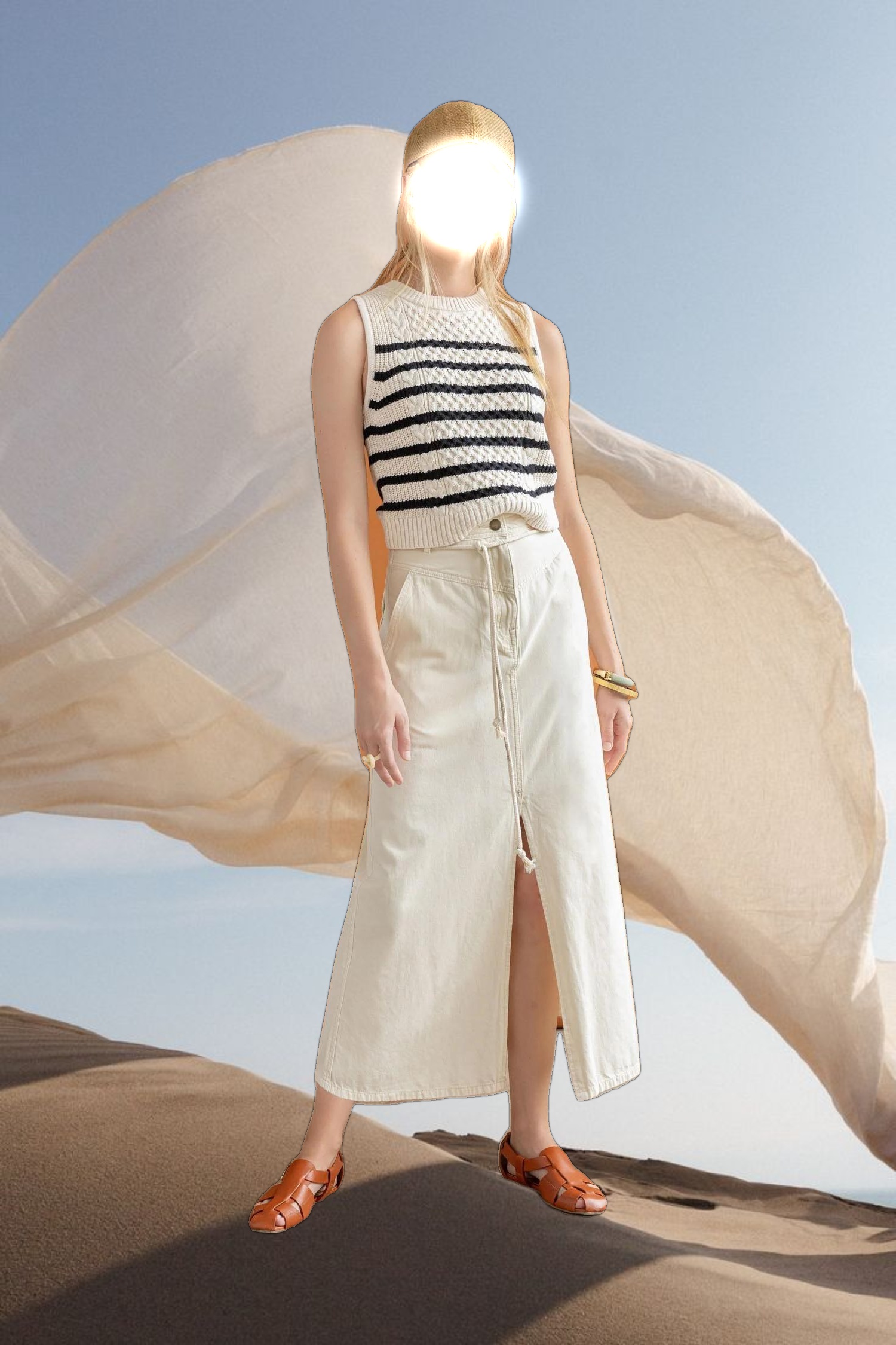 Yoke Waist Maxi Skirt