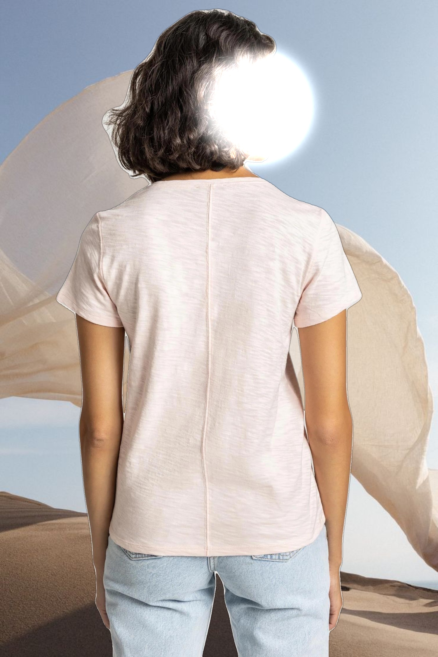 V-Neck Short Sleeve Back Seam Tee