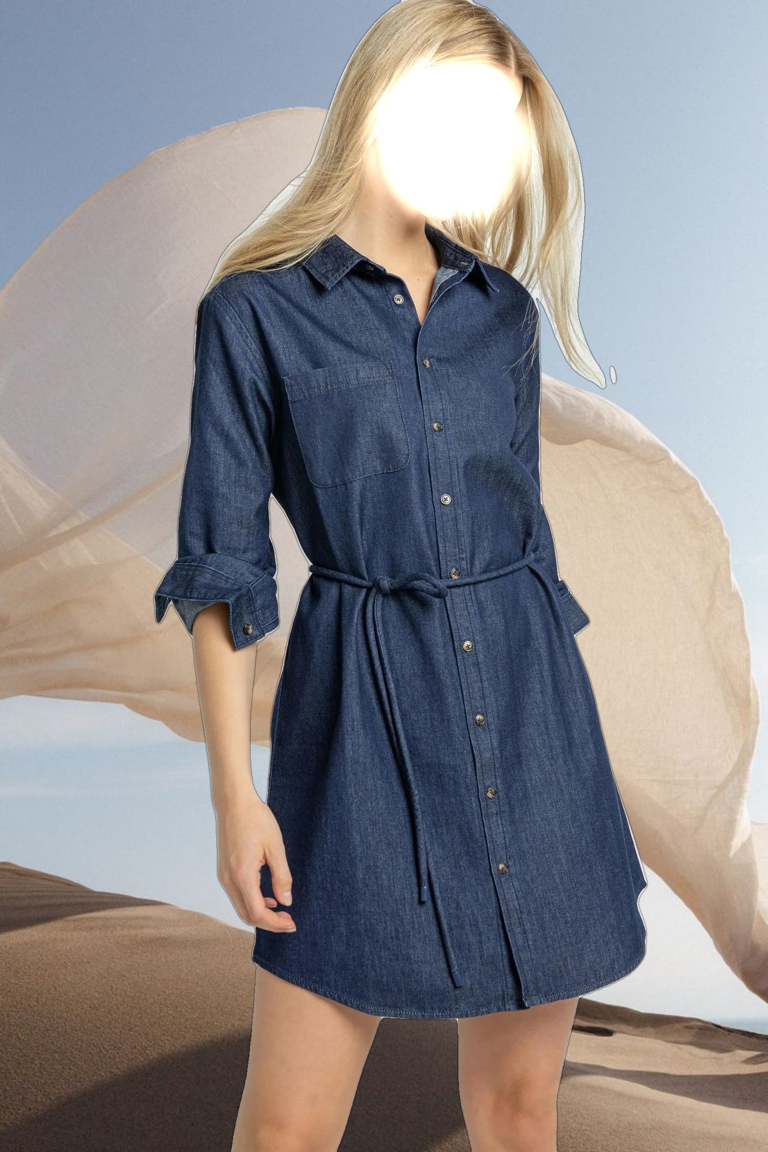 Denim Tie Waist Dress