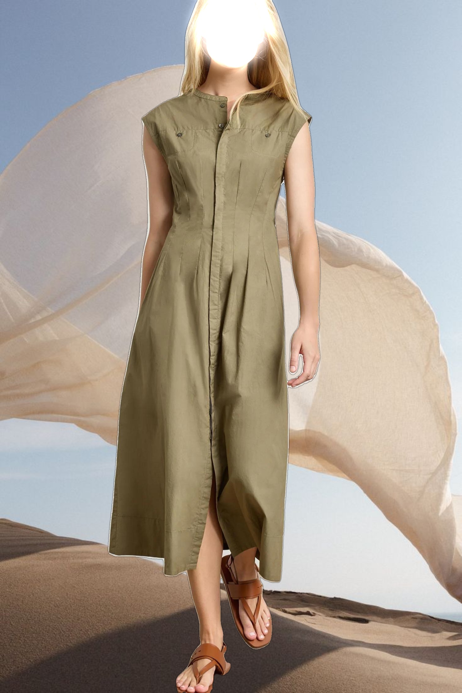 Sleeveless Seamed Maxi Dress