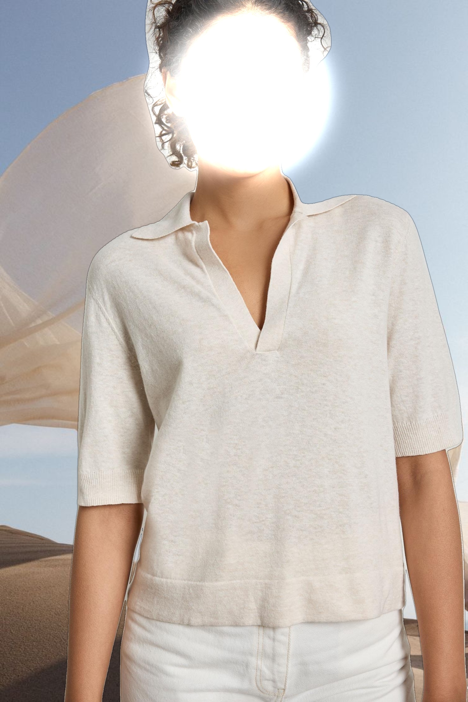 Elbow Sleeve Polo Sweater