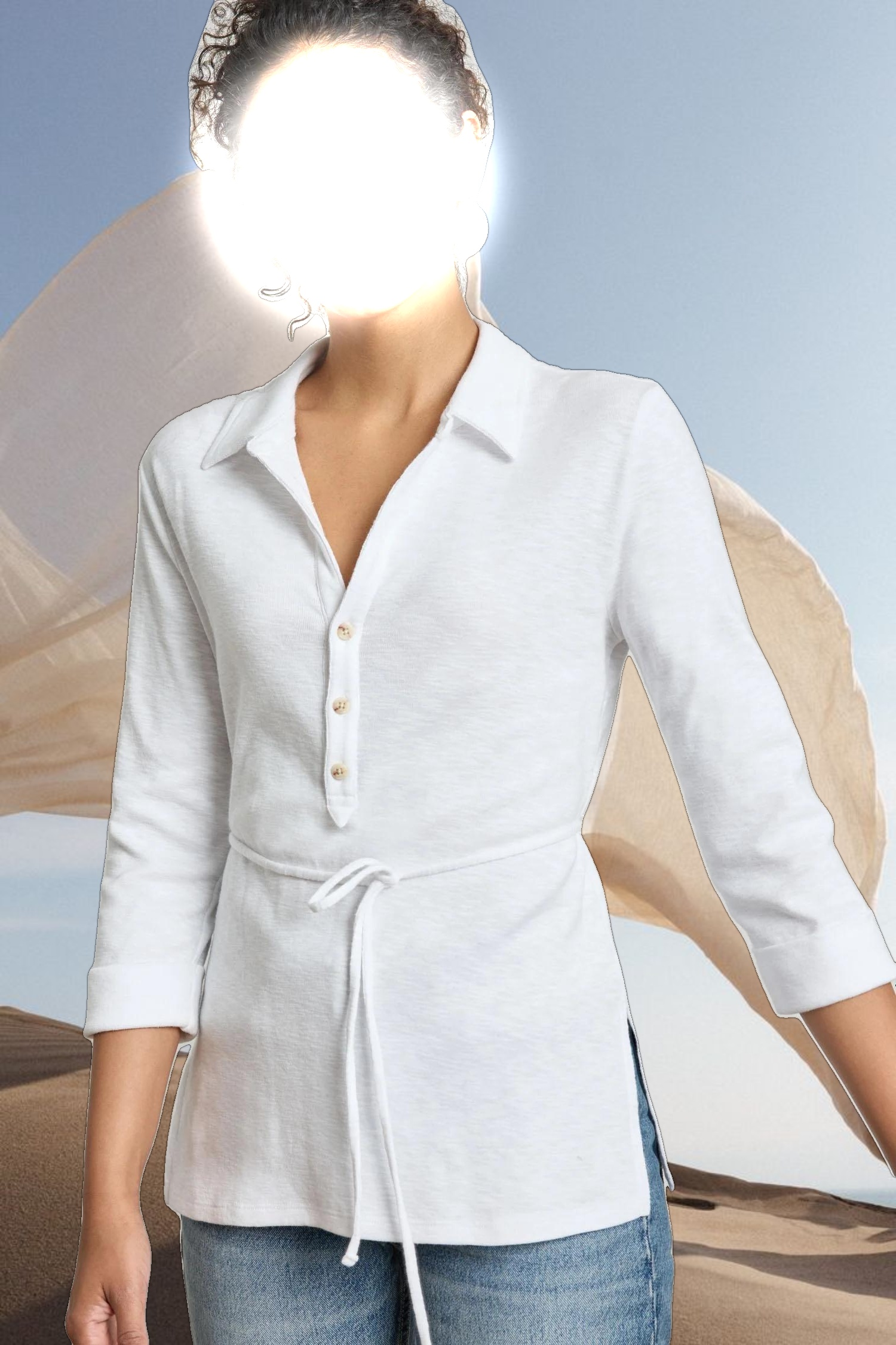 3/4 Sleeve Collared Top