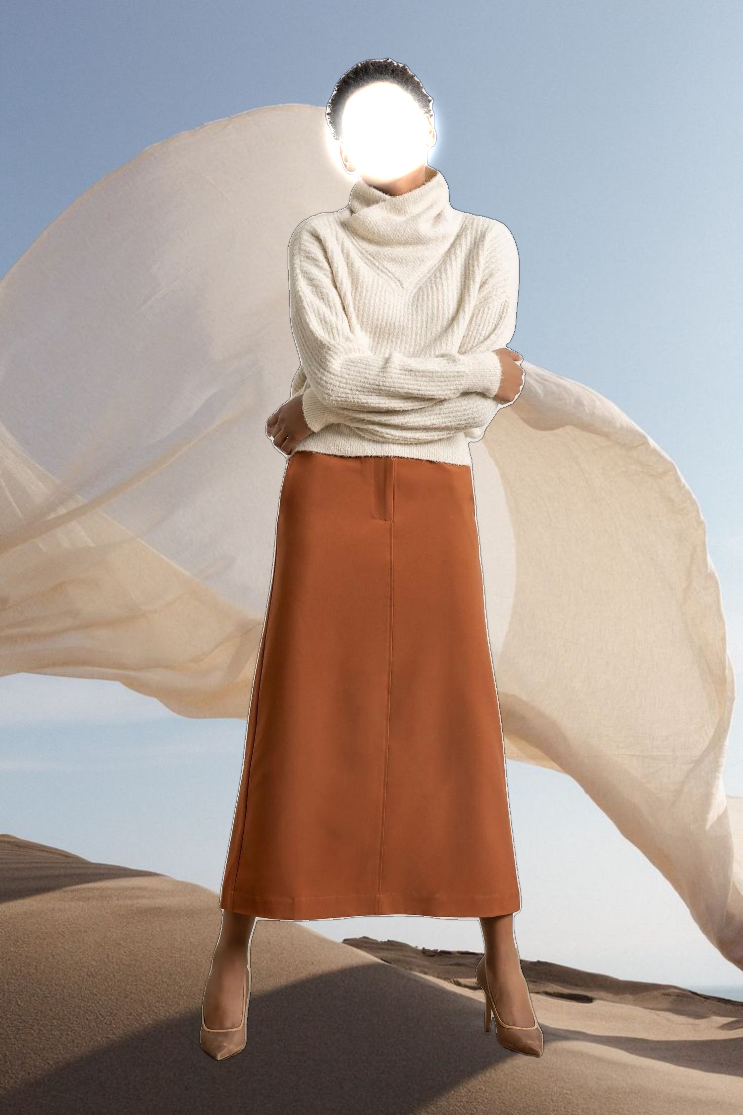 Ribbed Wrap Collar Sweater