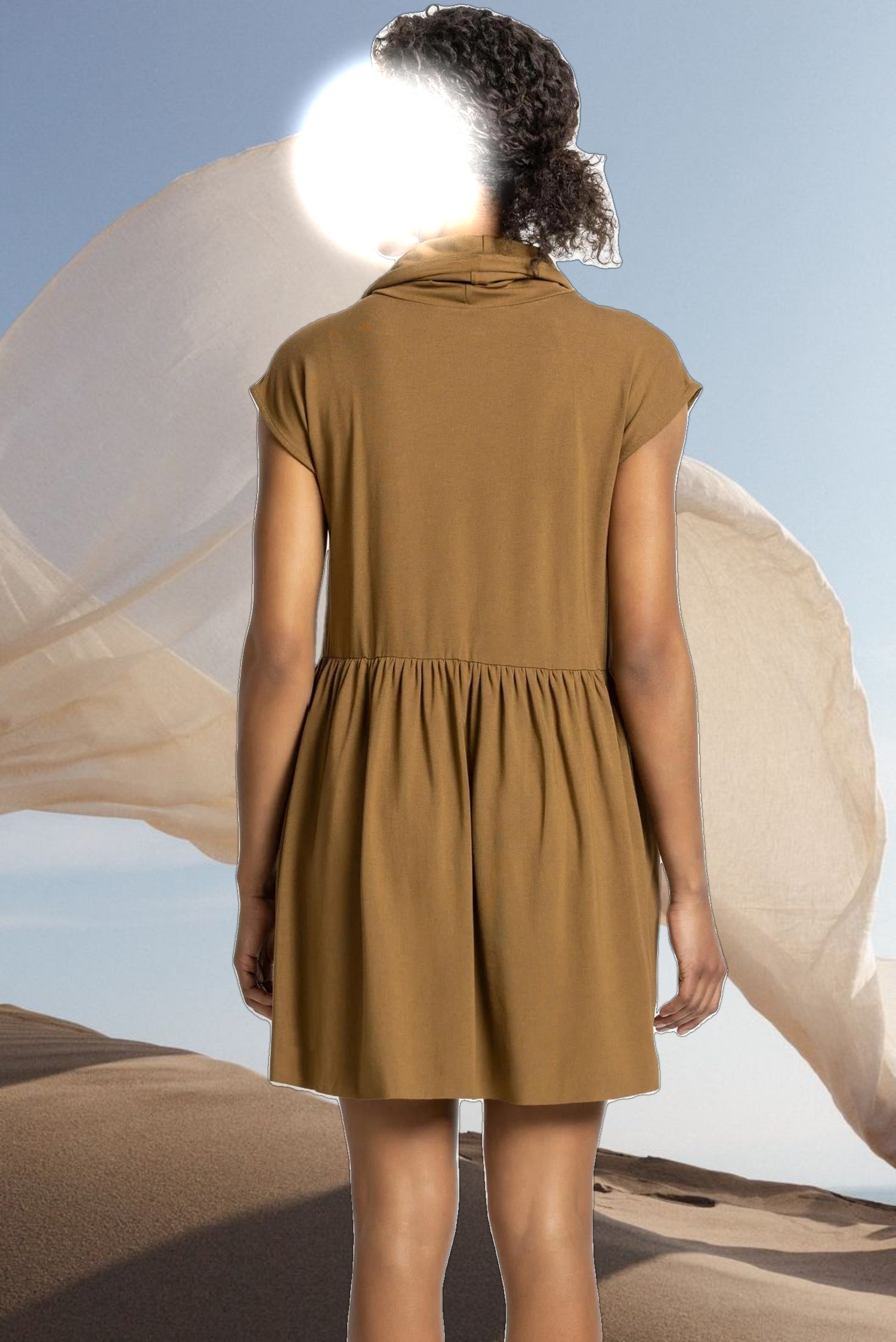 Sleeveless Cowl Neck Dress