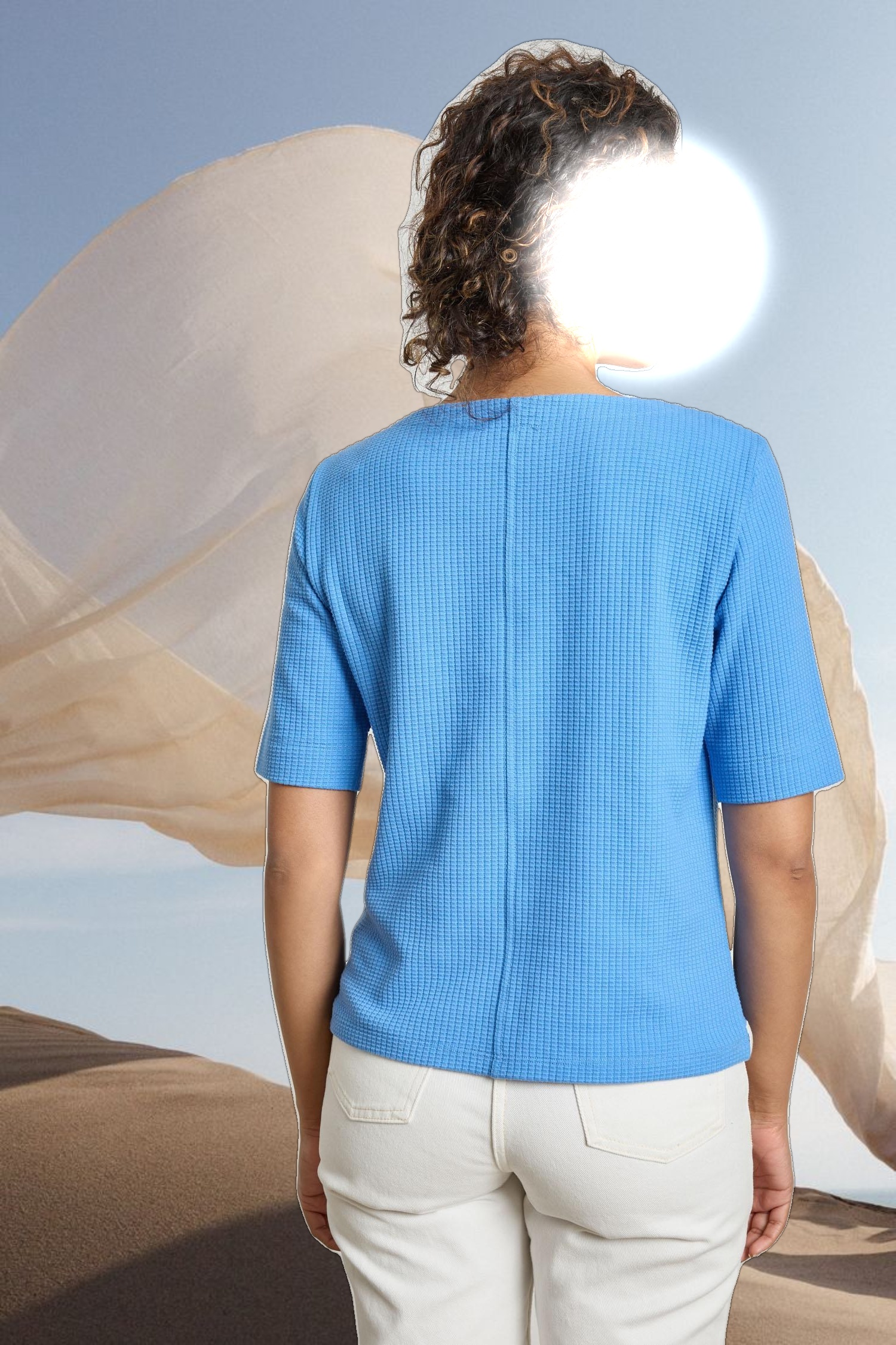 Zippered Elbow Sleeve Crewneck