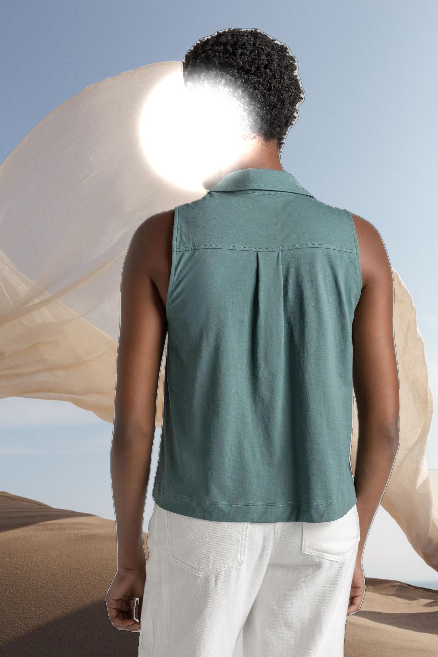 Sleeveless Button Down