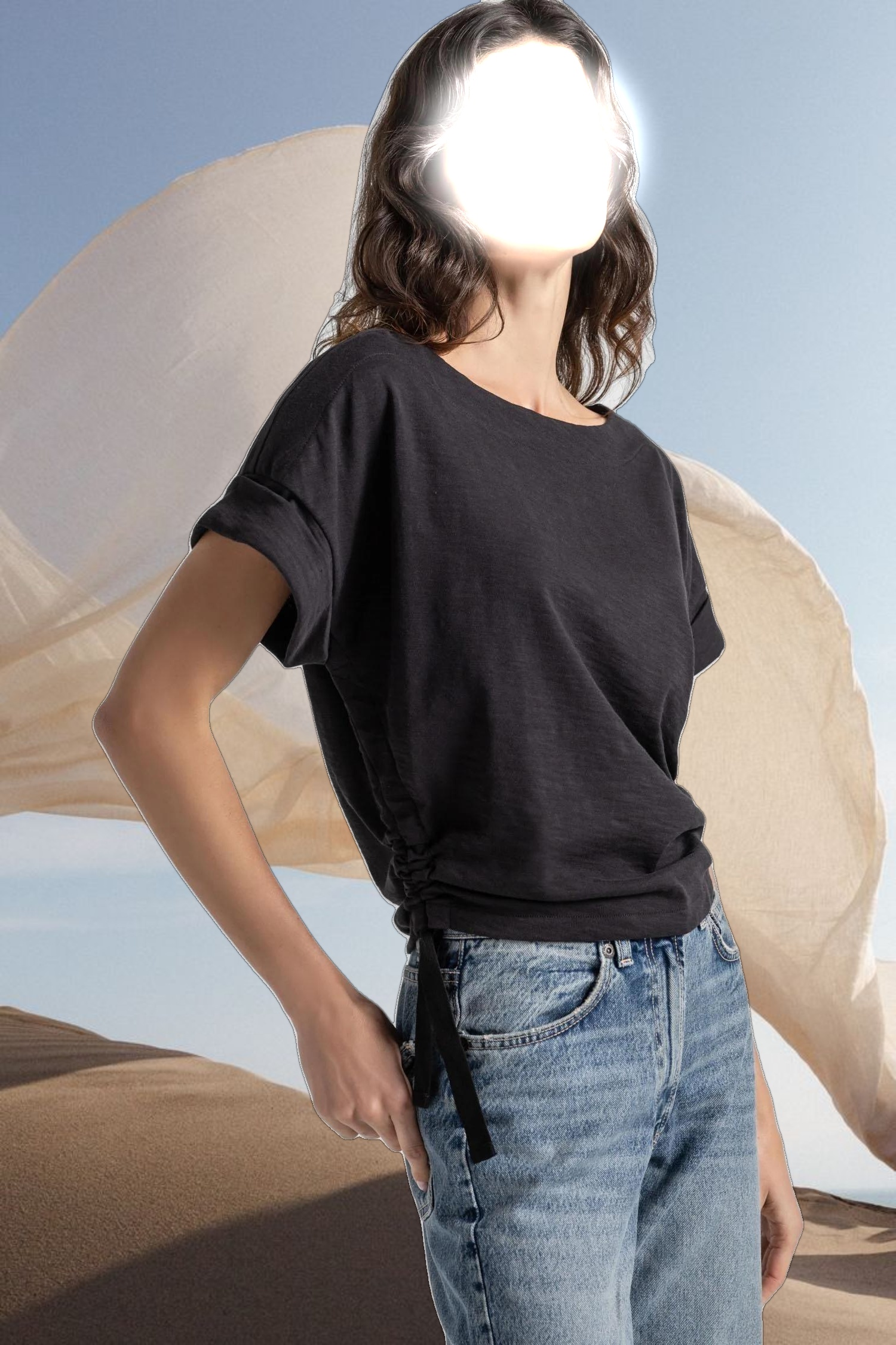 Ruched Side Boatneck