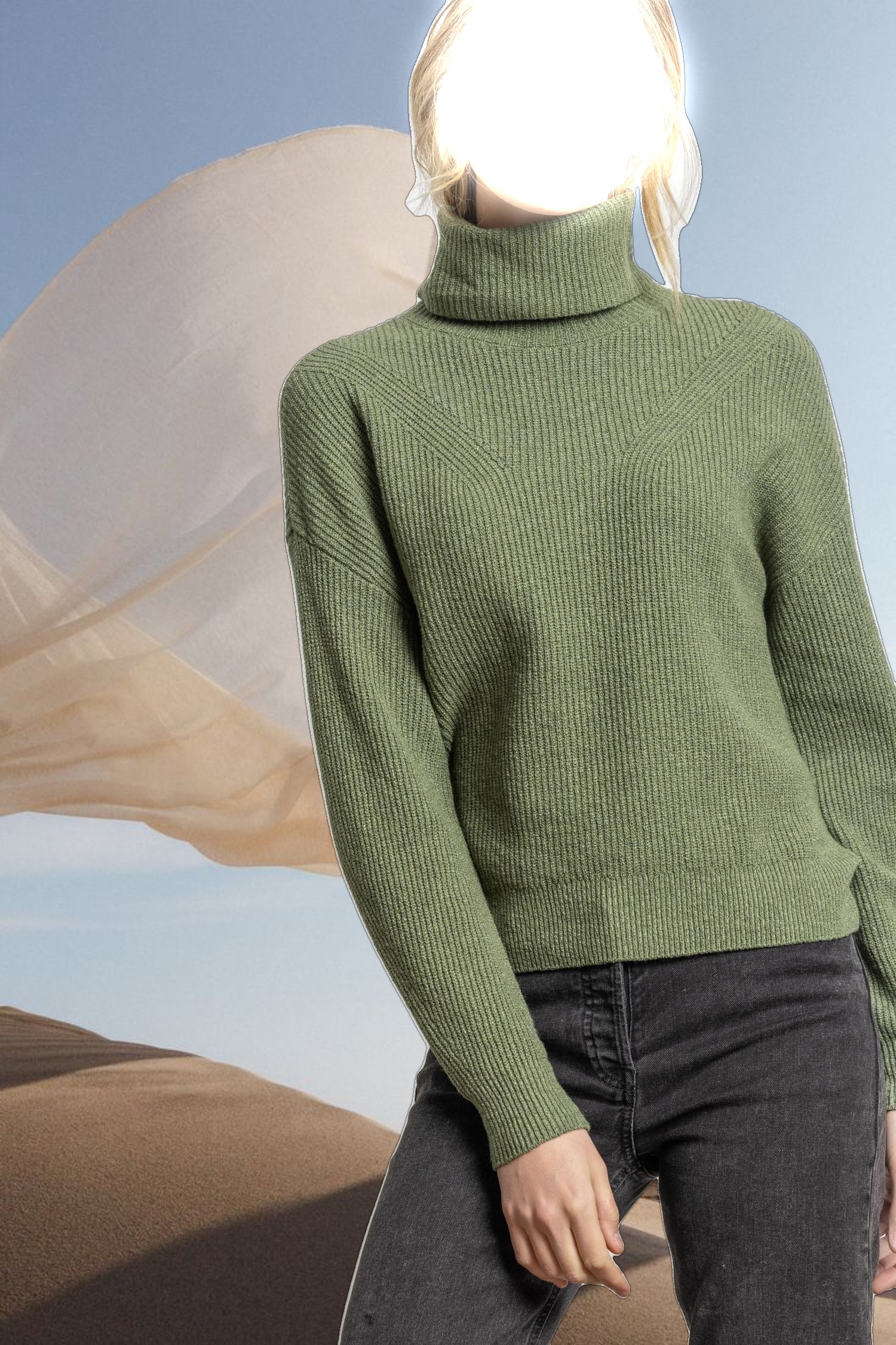 Relaxed Rib Turtleneck Sweater