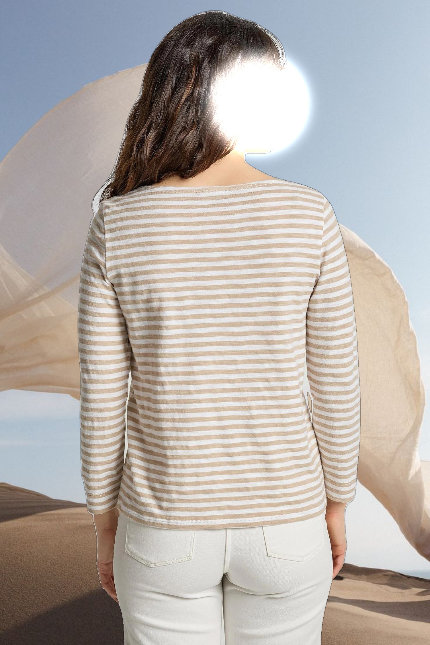 3/4 Sleeve Striped Boatneck