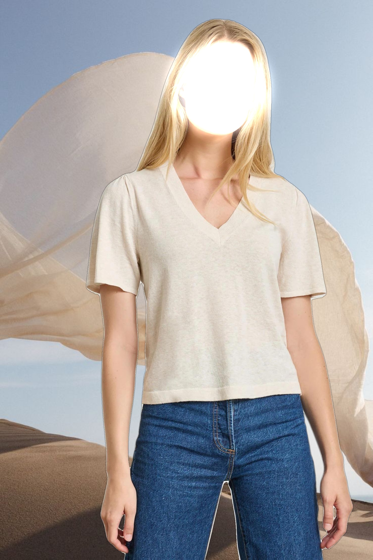 Short Sleeve V-Neck Sweater