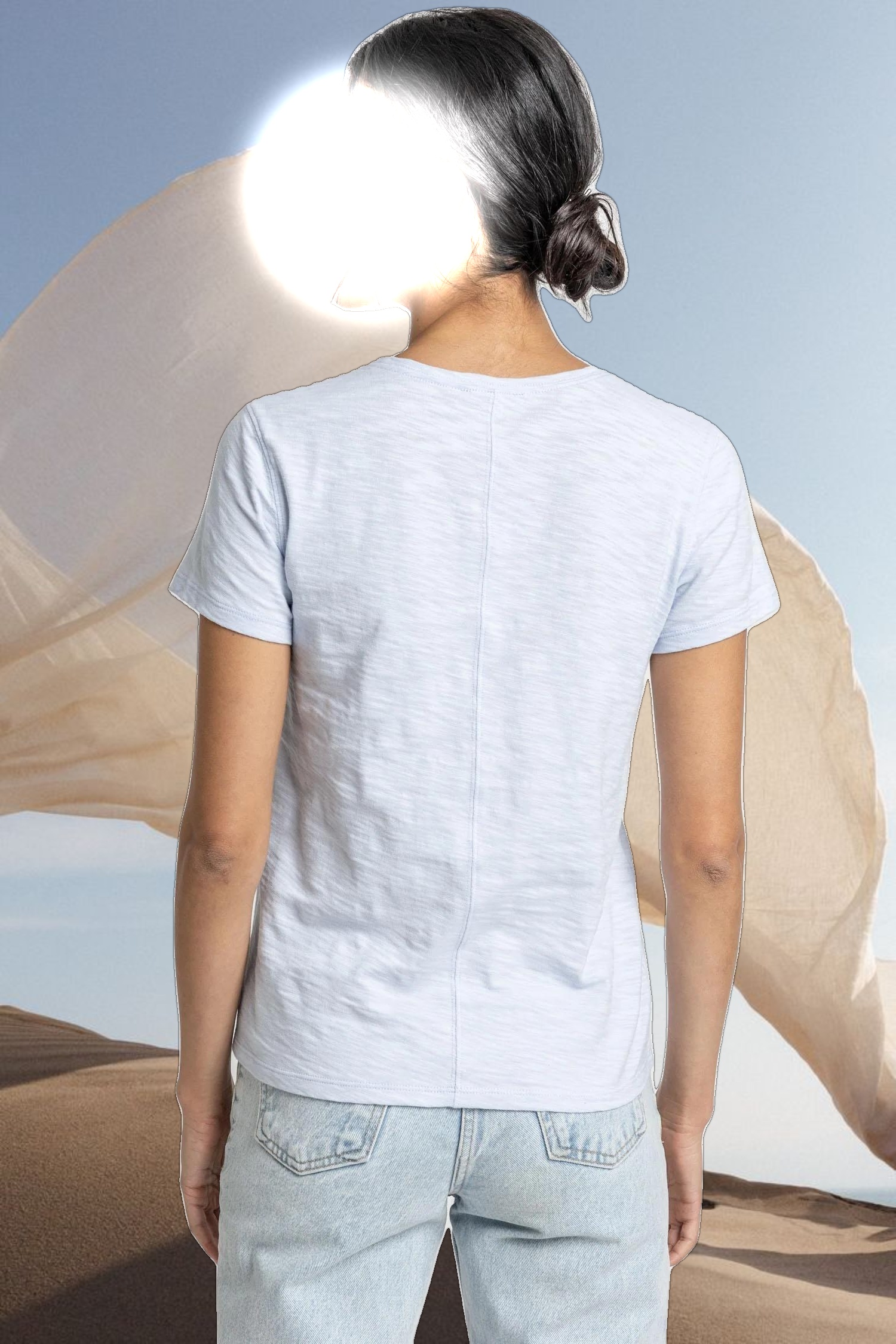 V-Neck Short Sleeve Back Seam Tee