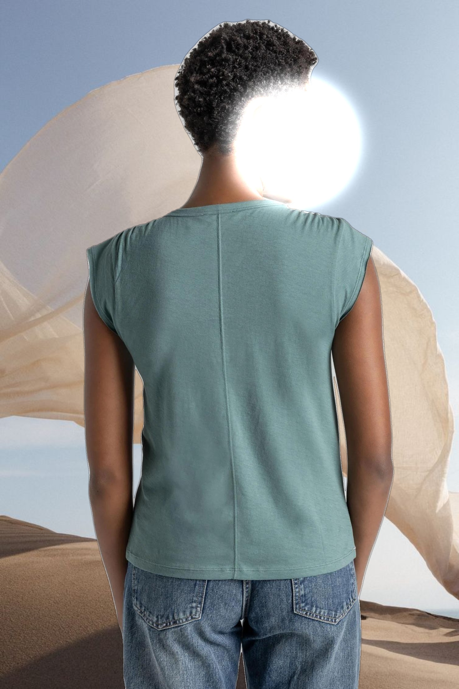 Shirred Shoulder Tee