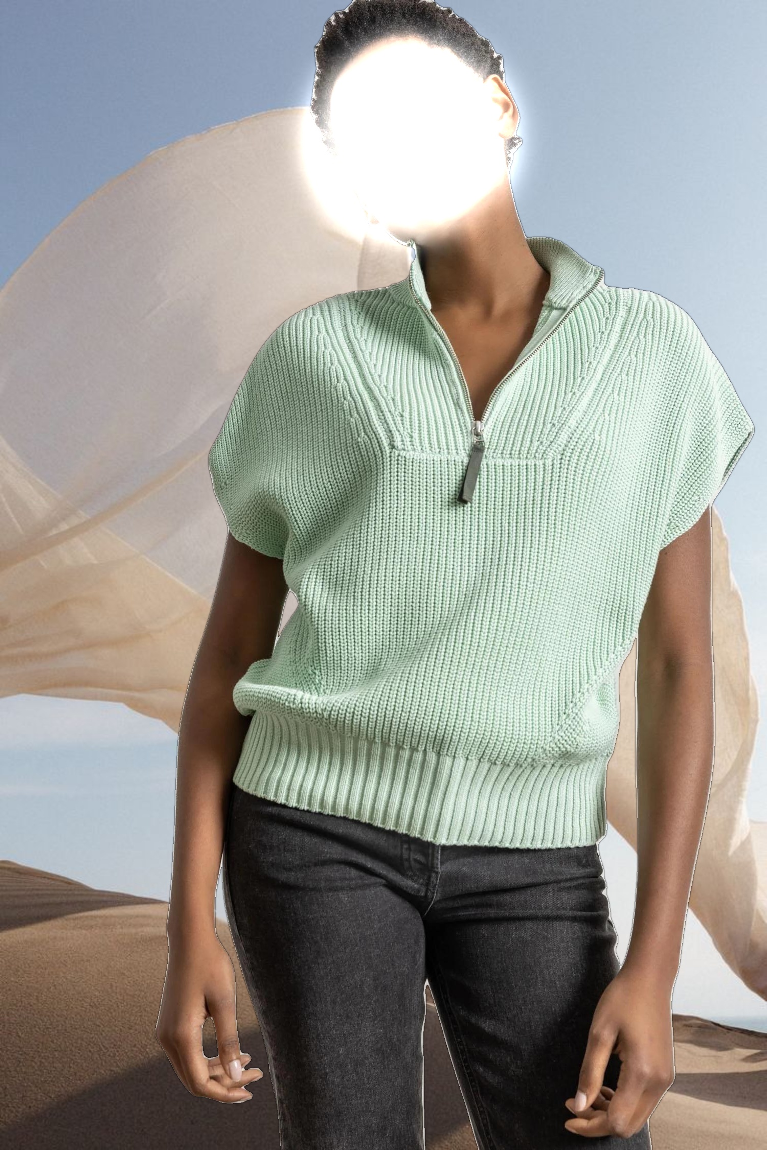 Half Zip Poncho Sweater