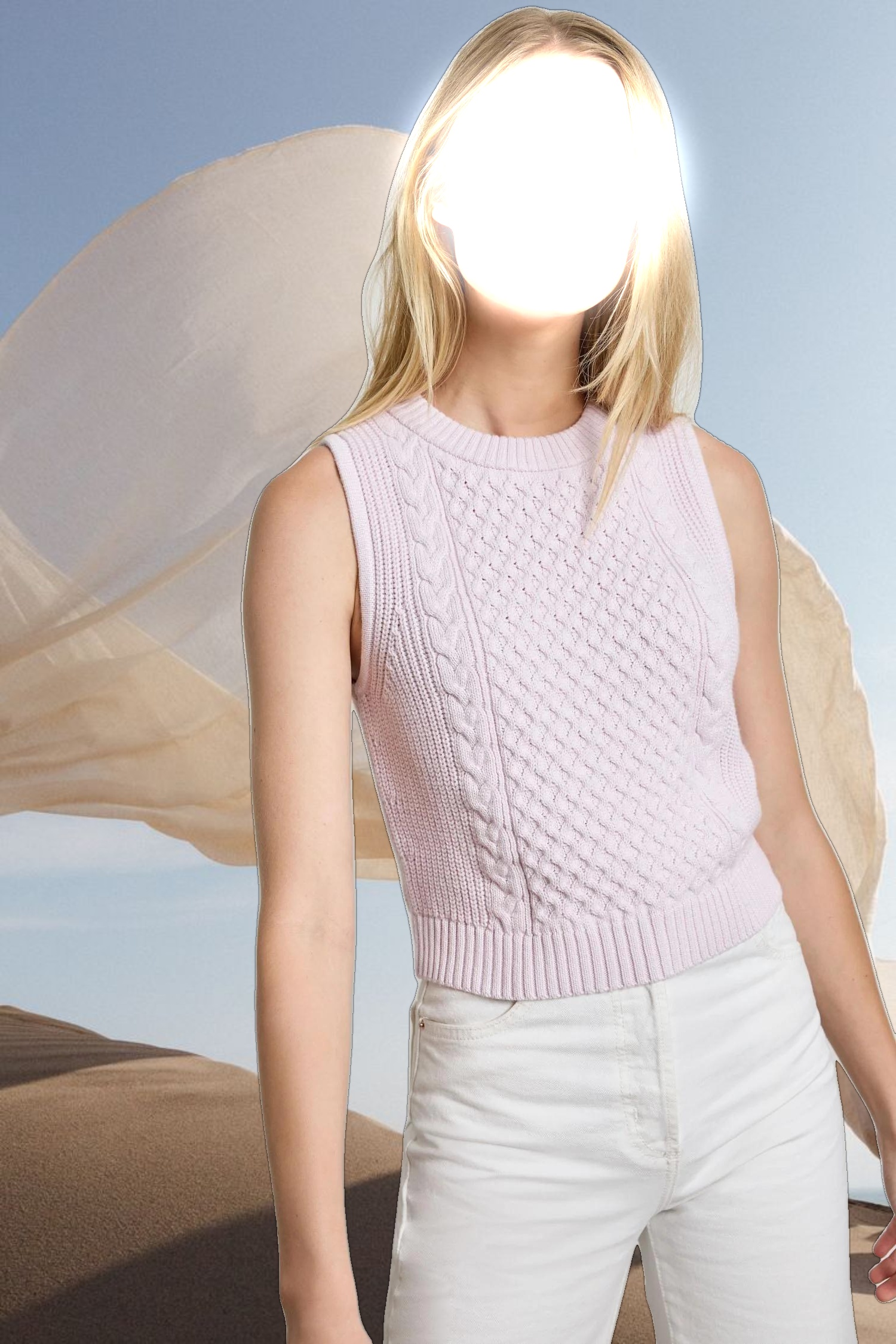 Cropped Cable Tank Sweater