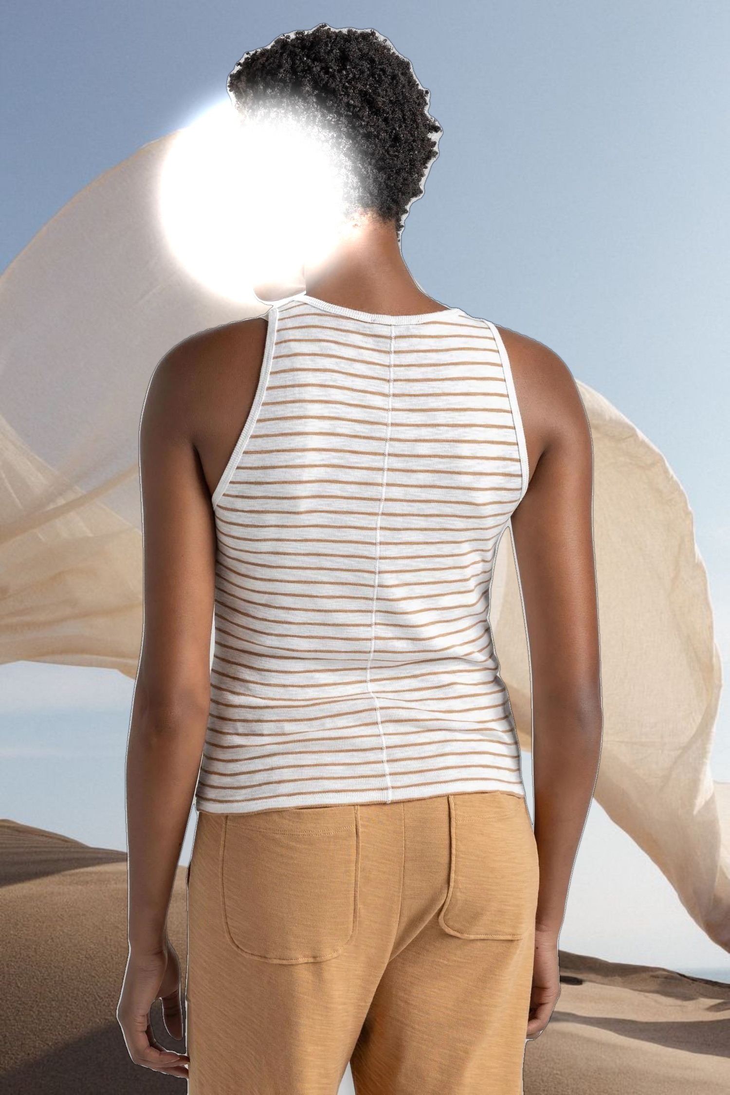 Striped High Neck Tank