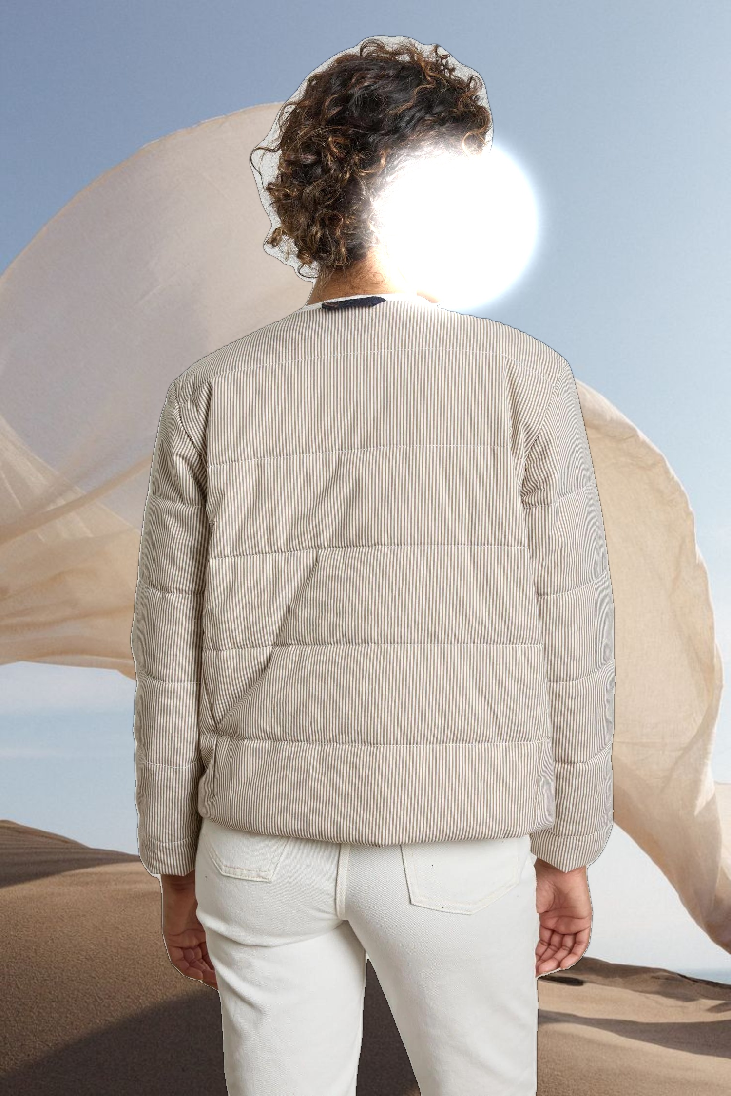 Striped Collarless Jacket