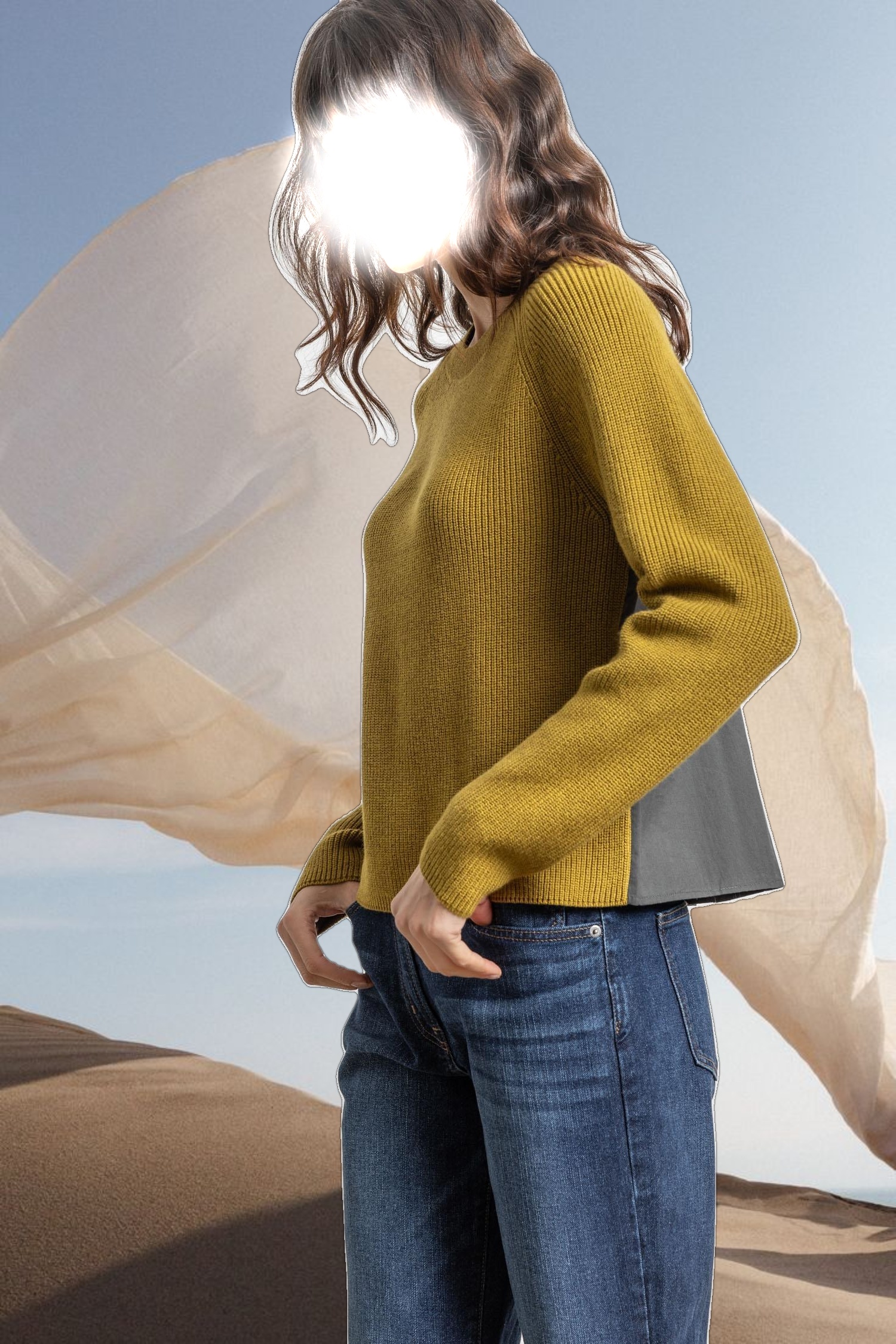 Mixed Media Raglan Sweater