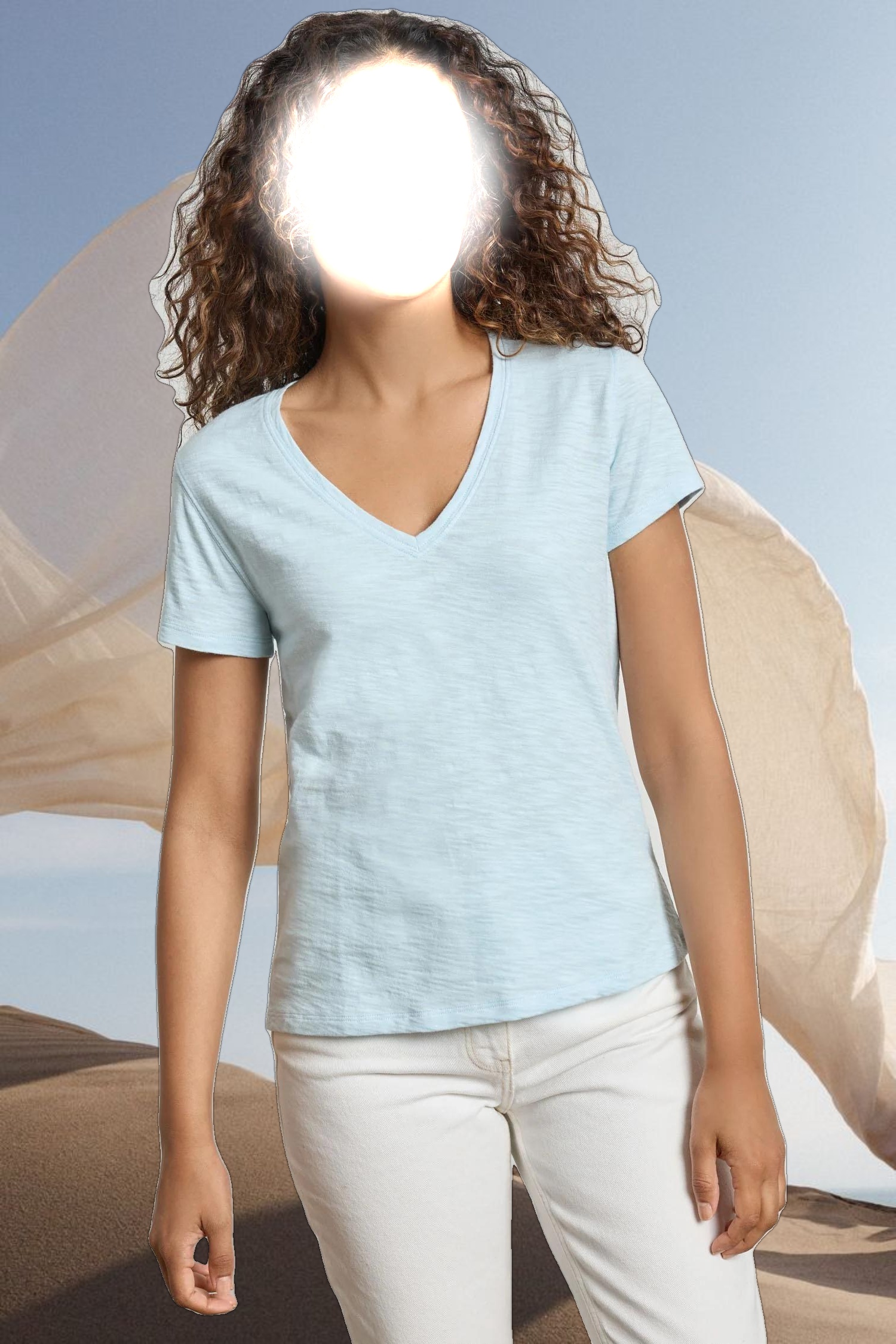 Short Sleeve Back Seam V-Neck