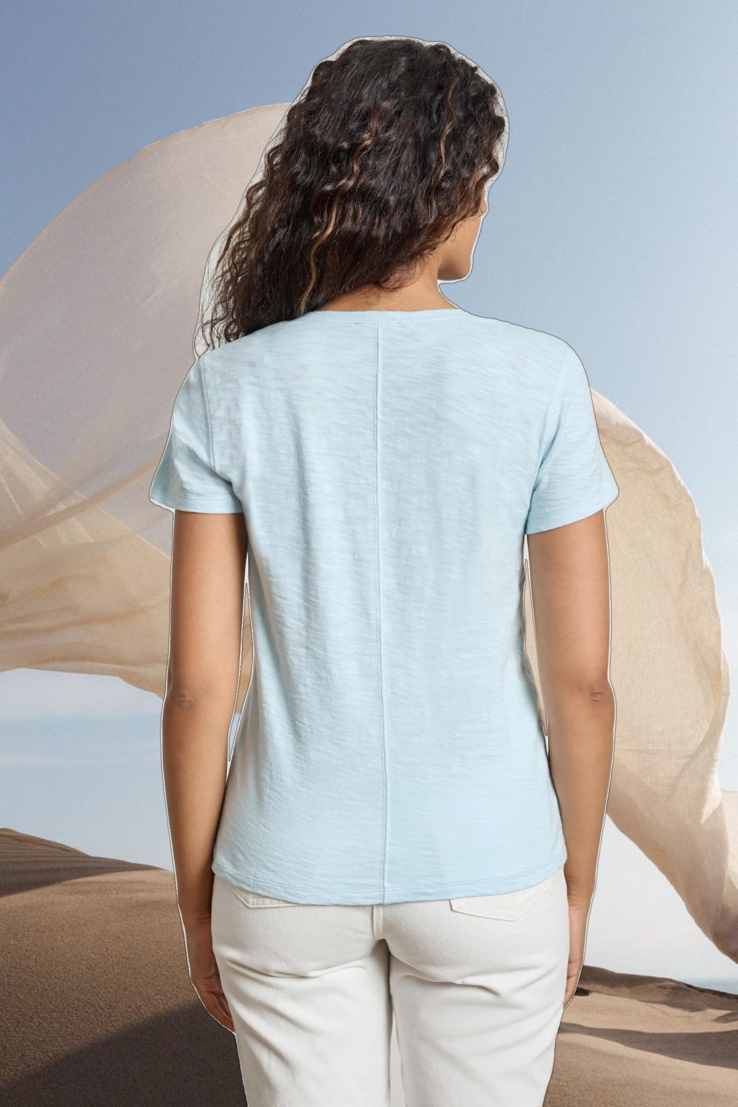 Short Sleeve Back Seam V-Neck