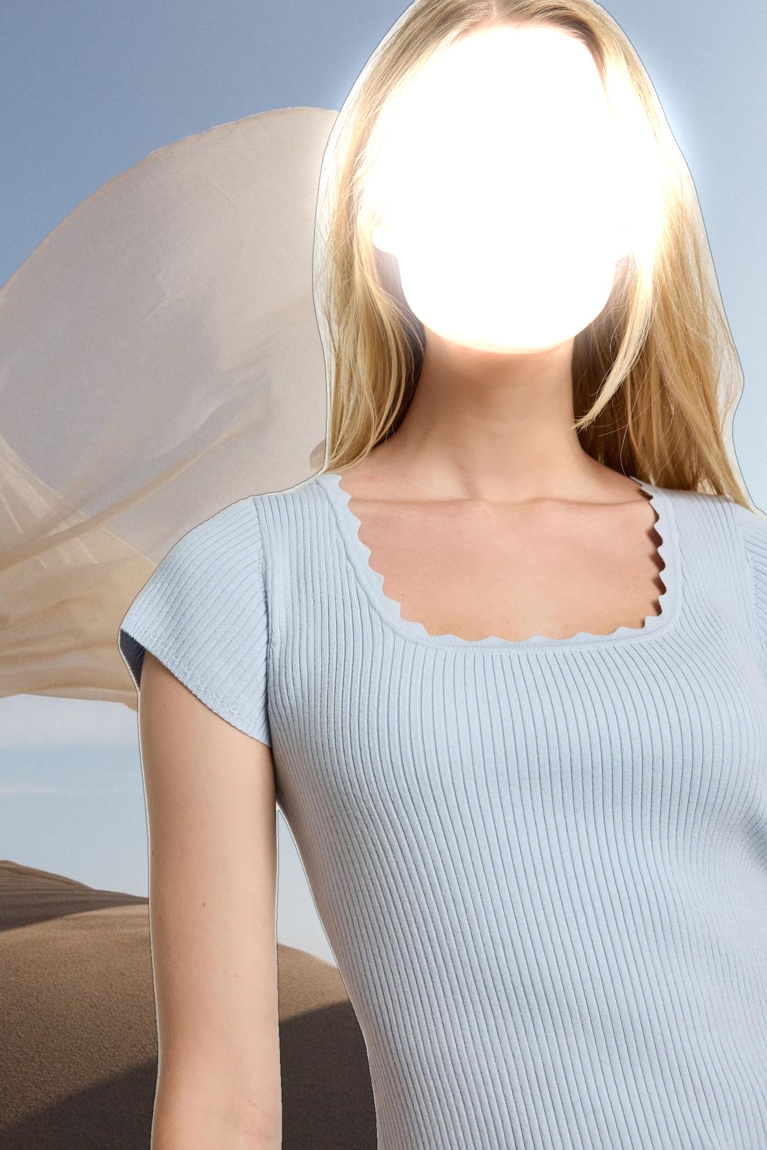 Cap Sleeve Scallop Neck Sweater