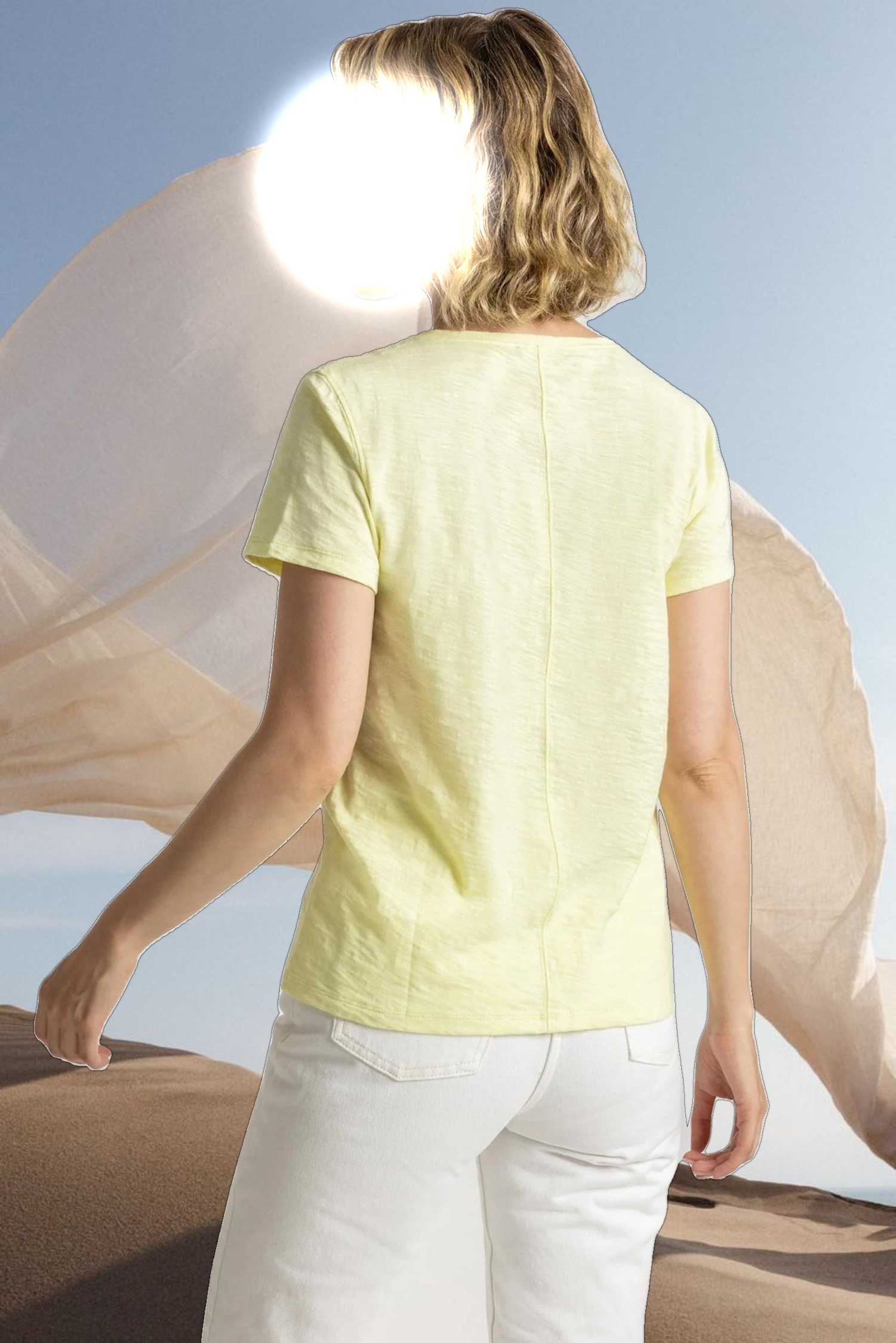 V-Neck Short Sleeve Back Seam Tee