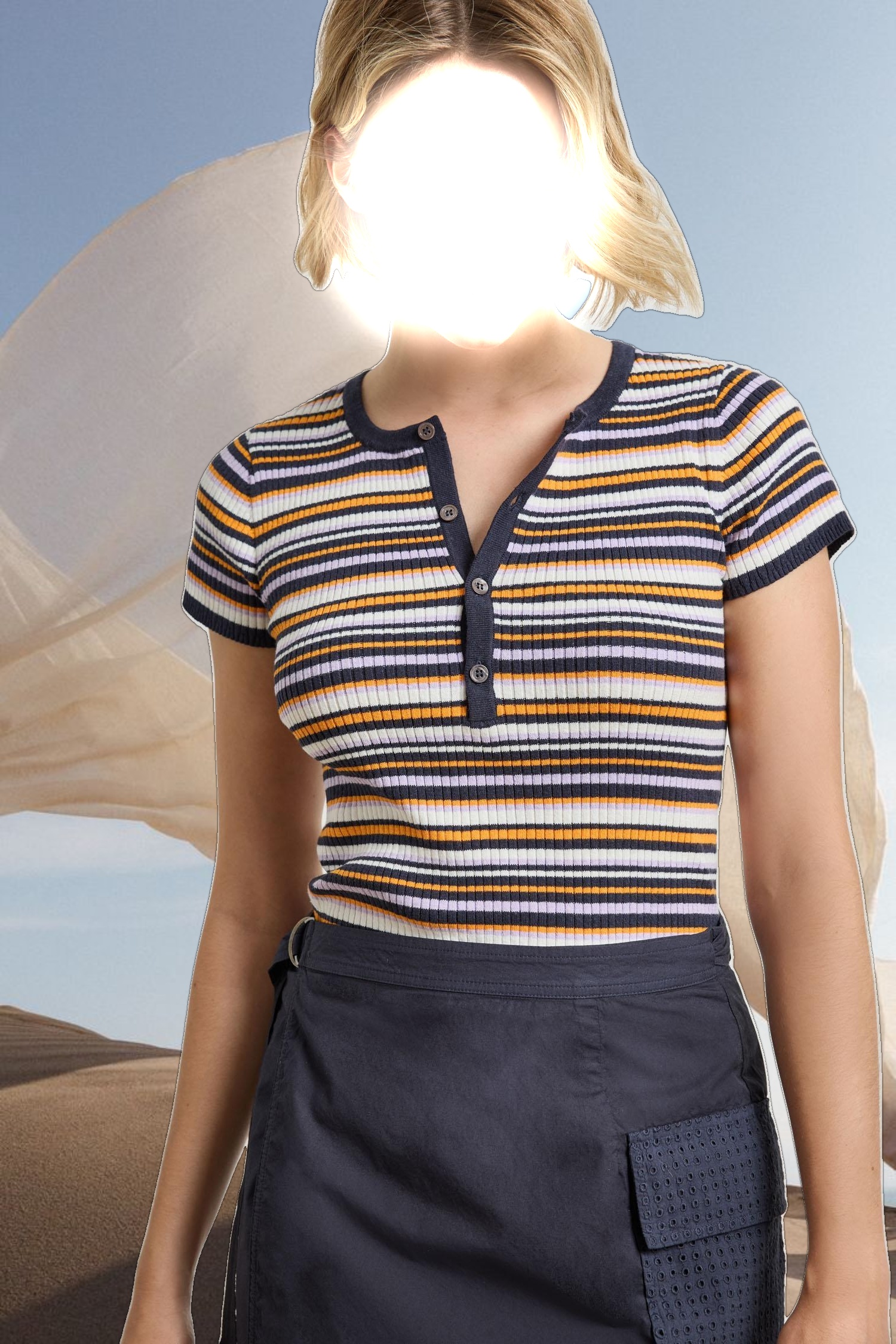 Striped Short Sleeve Henley