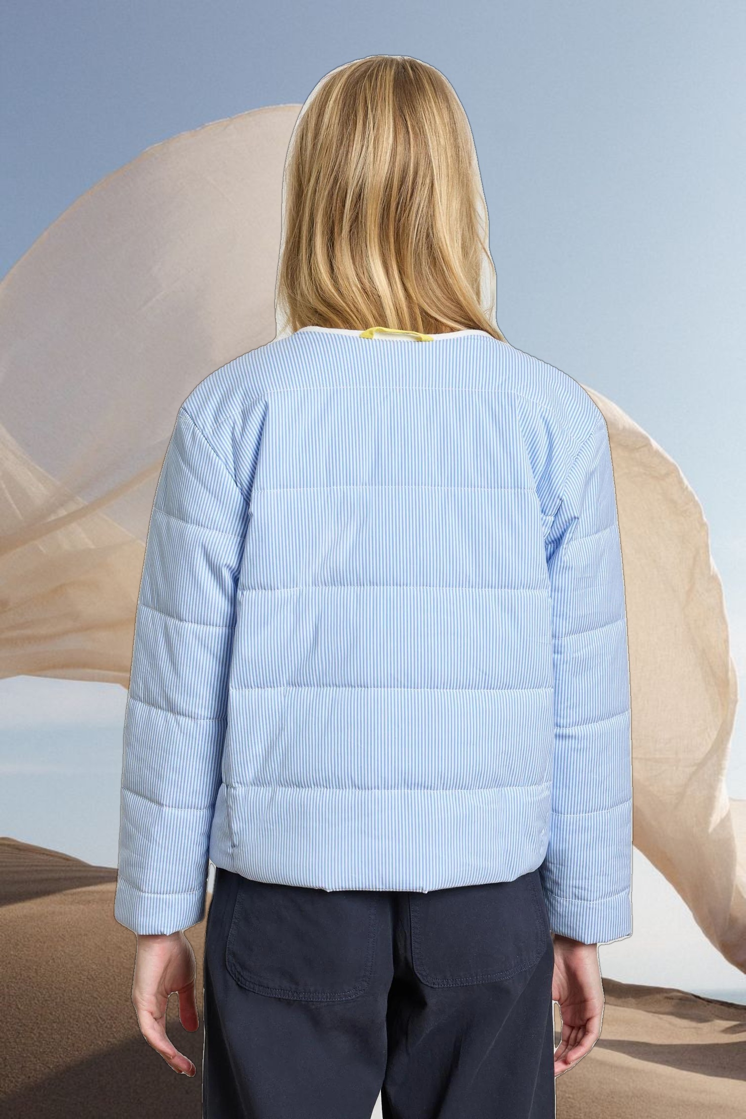 Striped Collarless Jacket