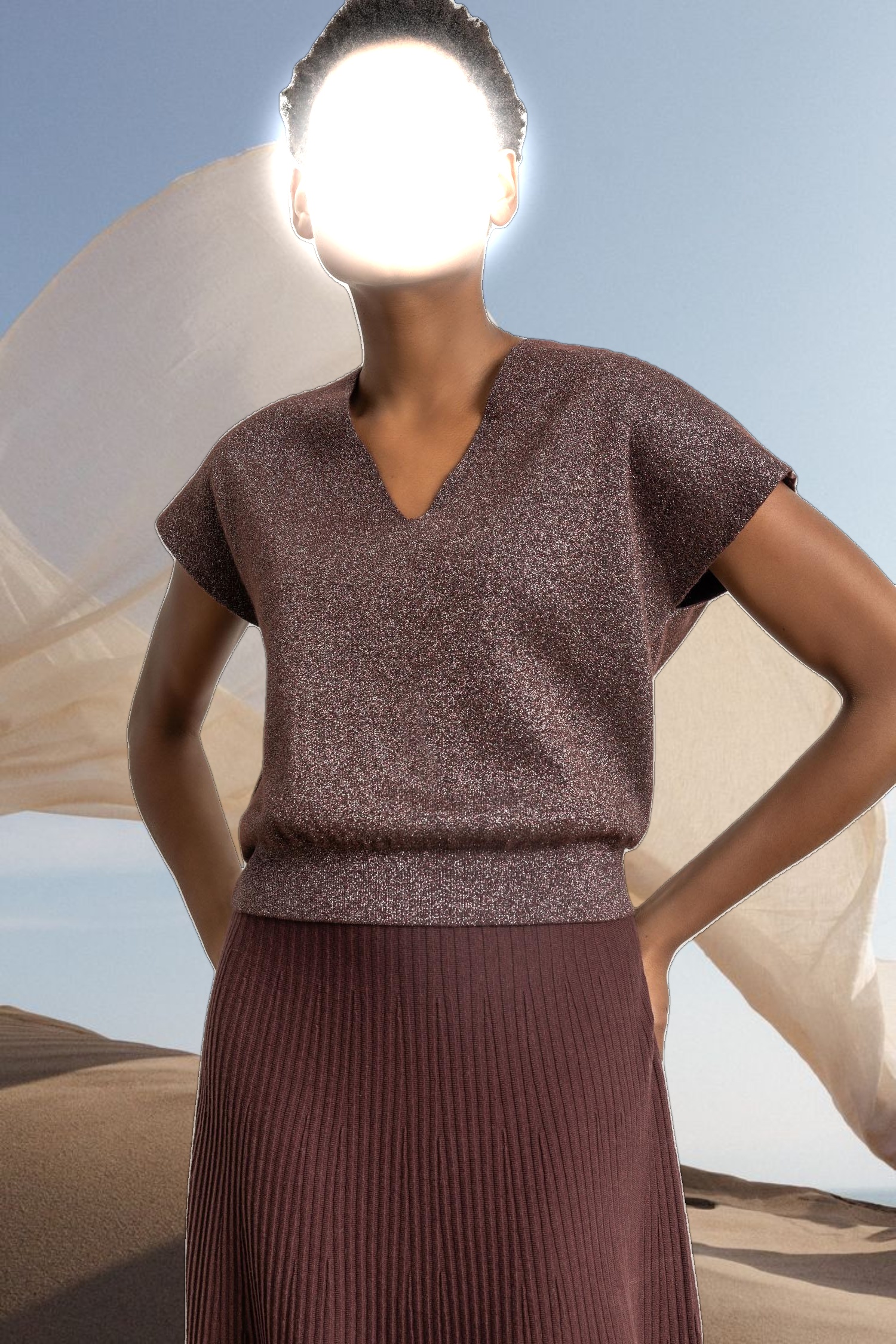 Metallic V-Neck Sweater