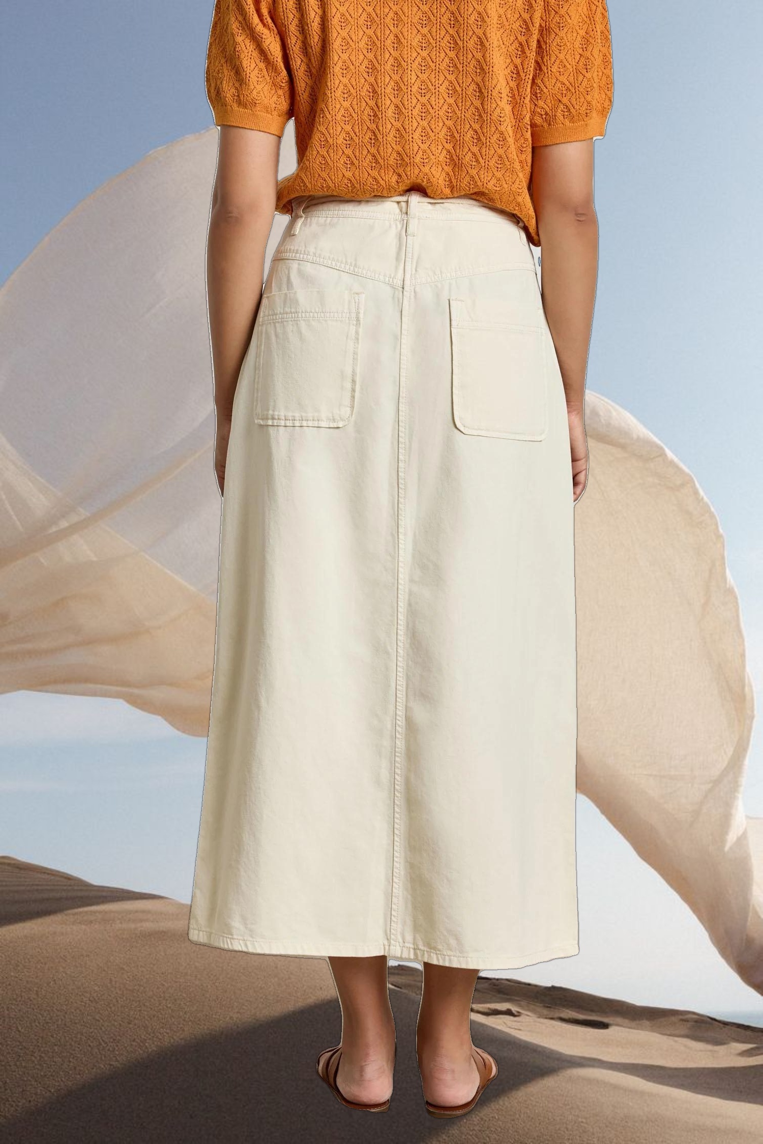 Yoke Waist Maxi Skirt