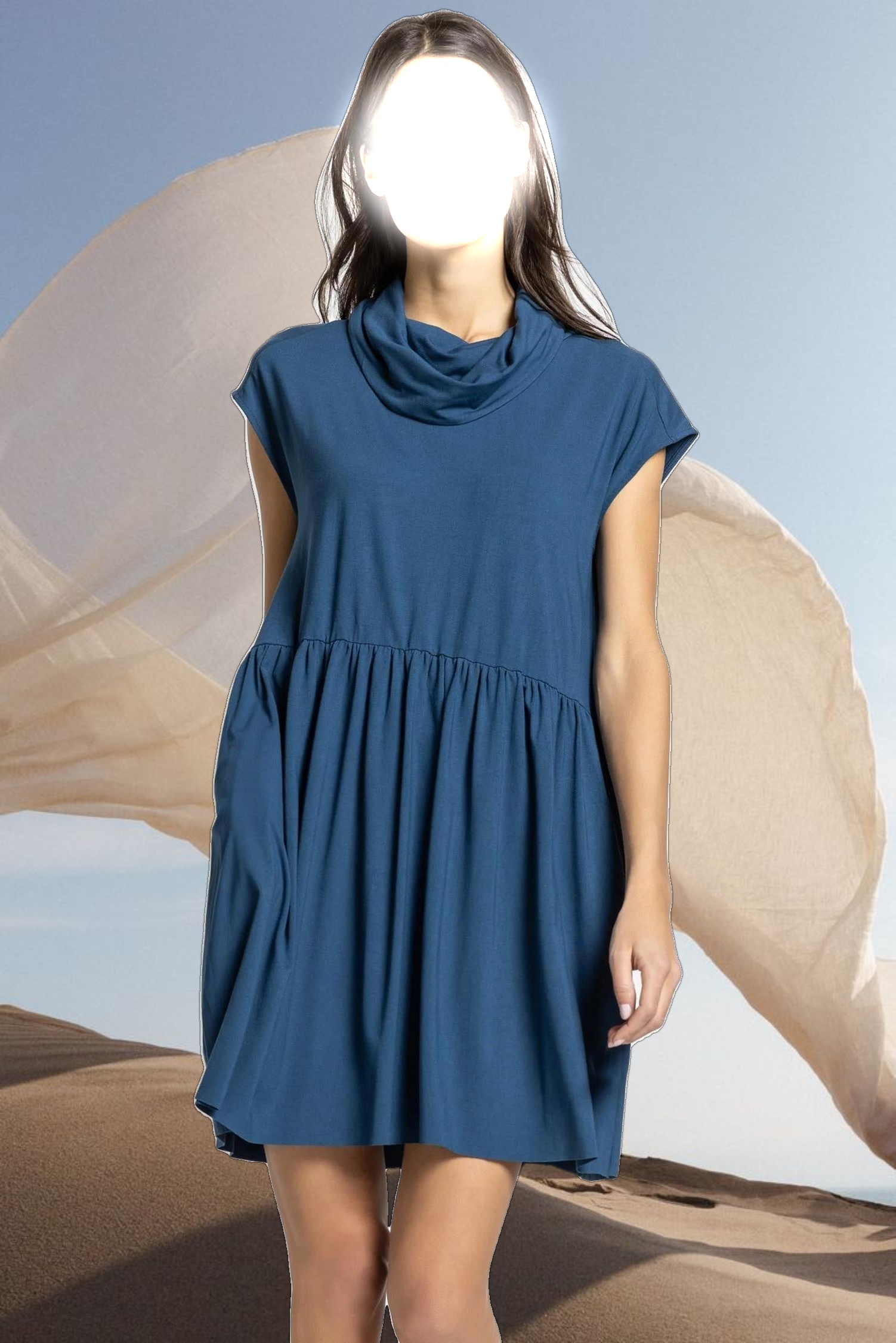 Sleeveless Cowl Neck Dress