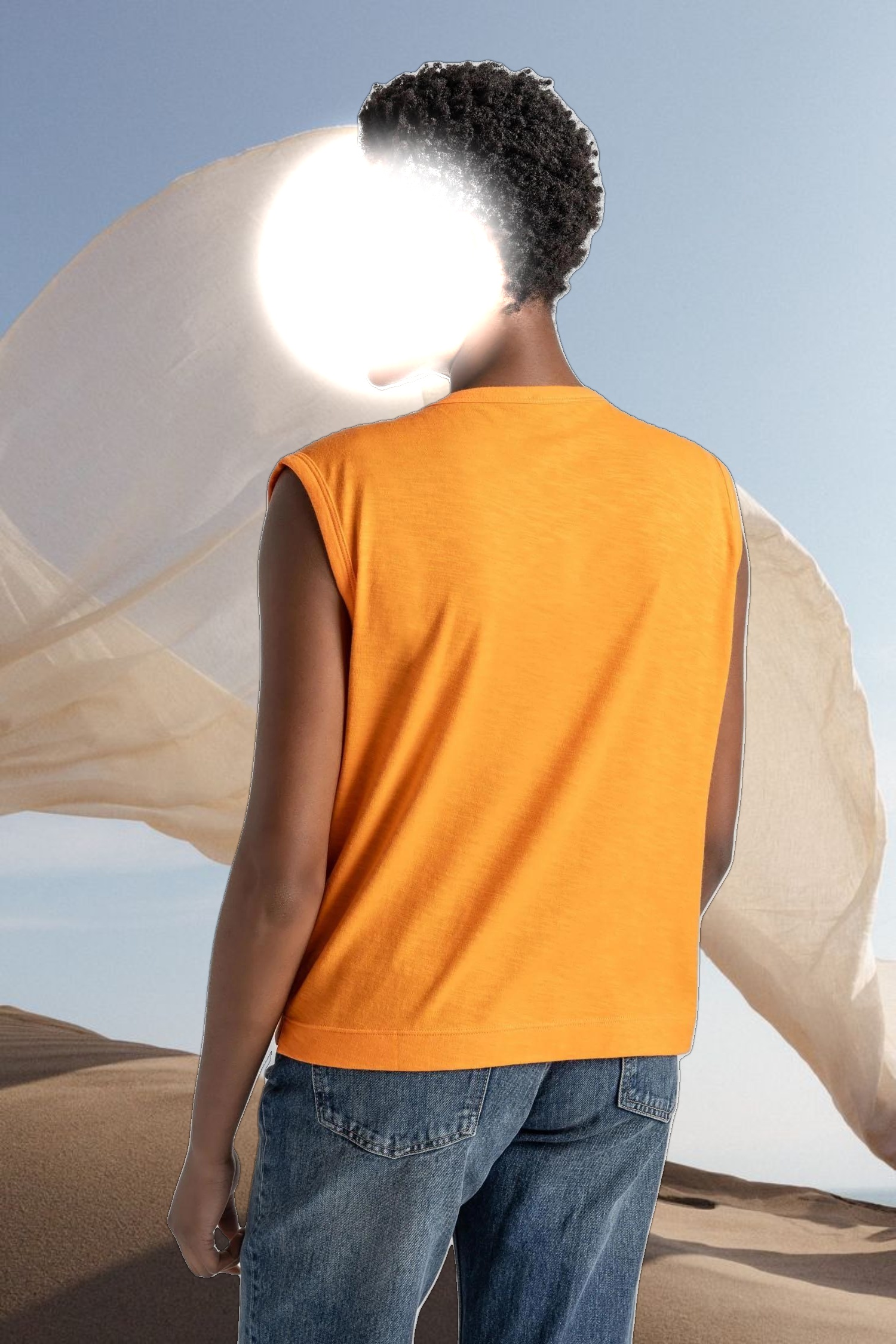 Shirred Shoulder Scoop Neck Tee