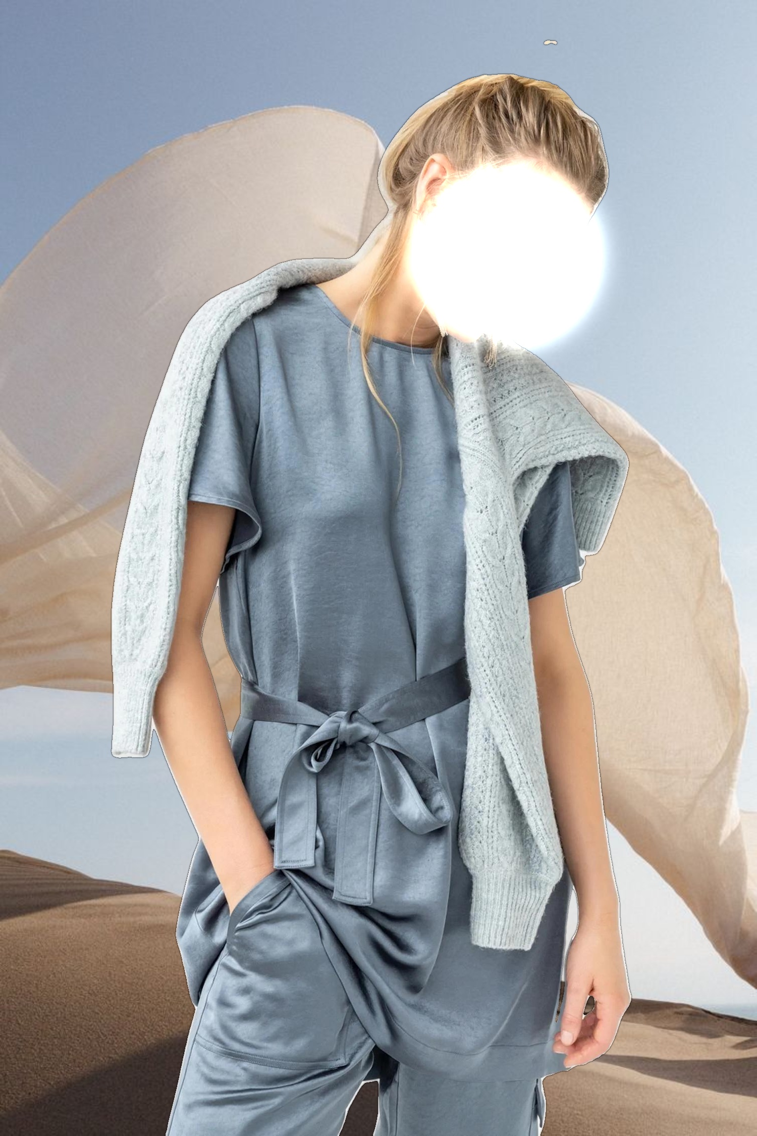 Flutter Sleeve Satin Dress