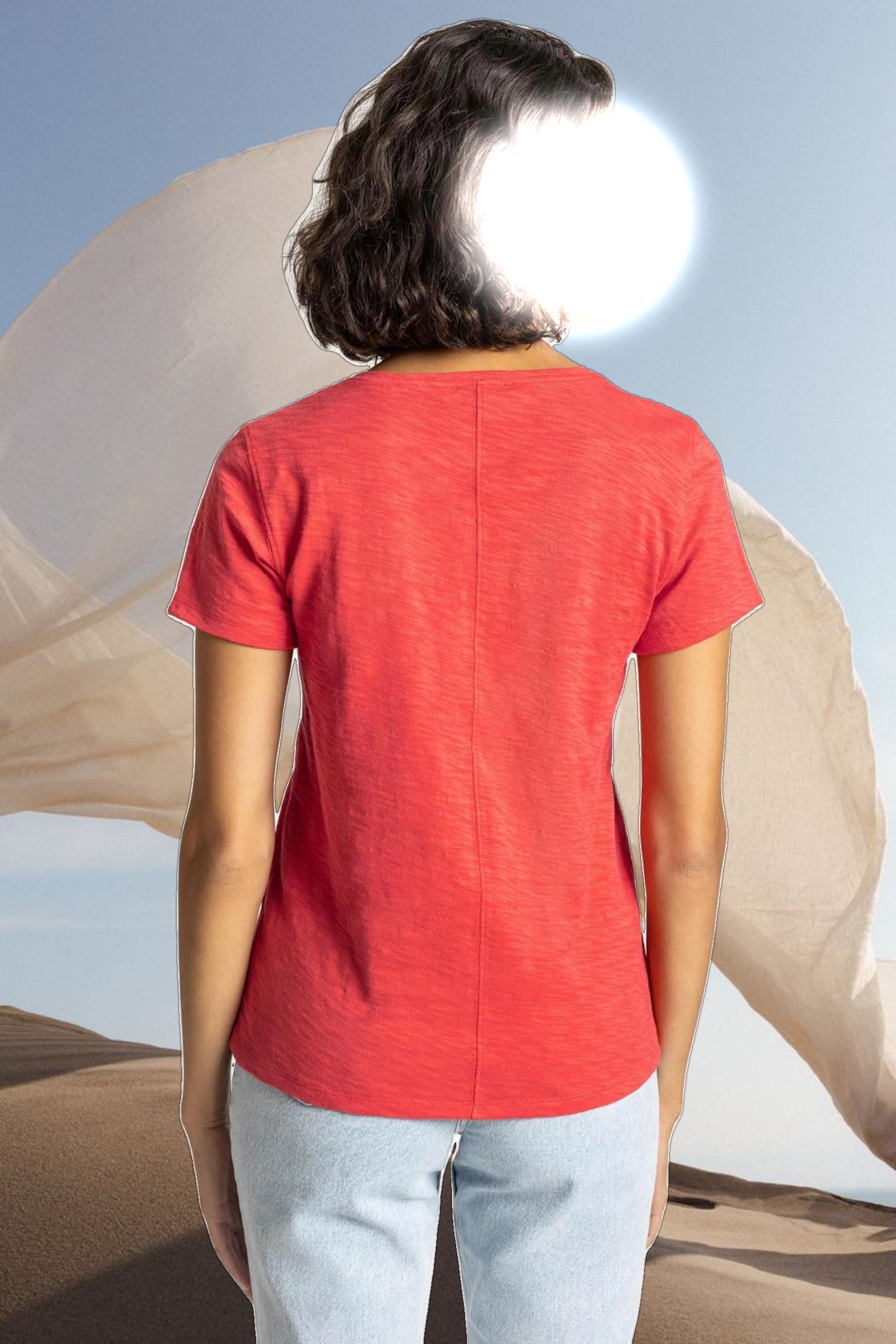 V-Neck Short Sleeve Back Seam Tee