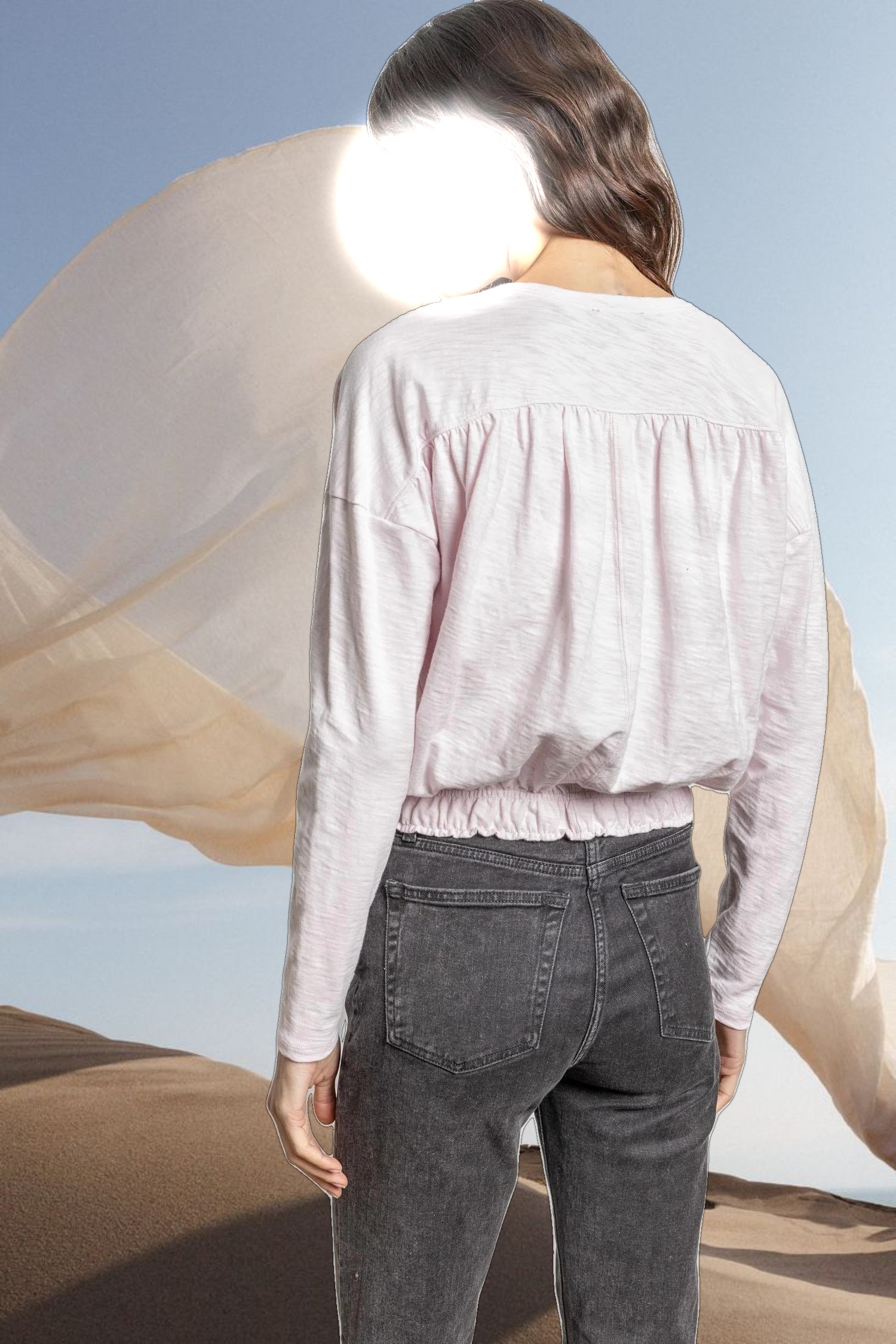 Elastic Hem Easy V-Neck