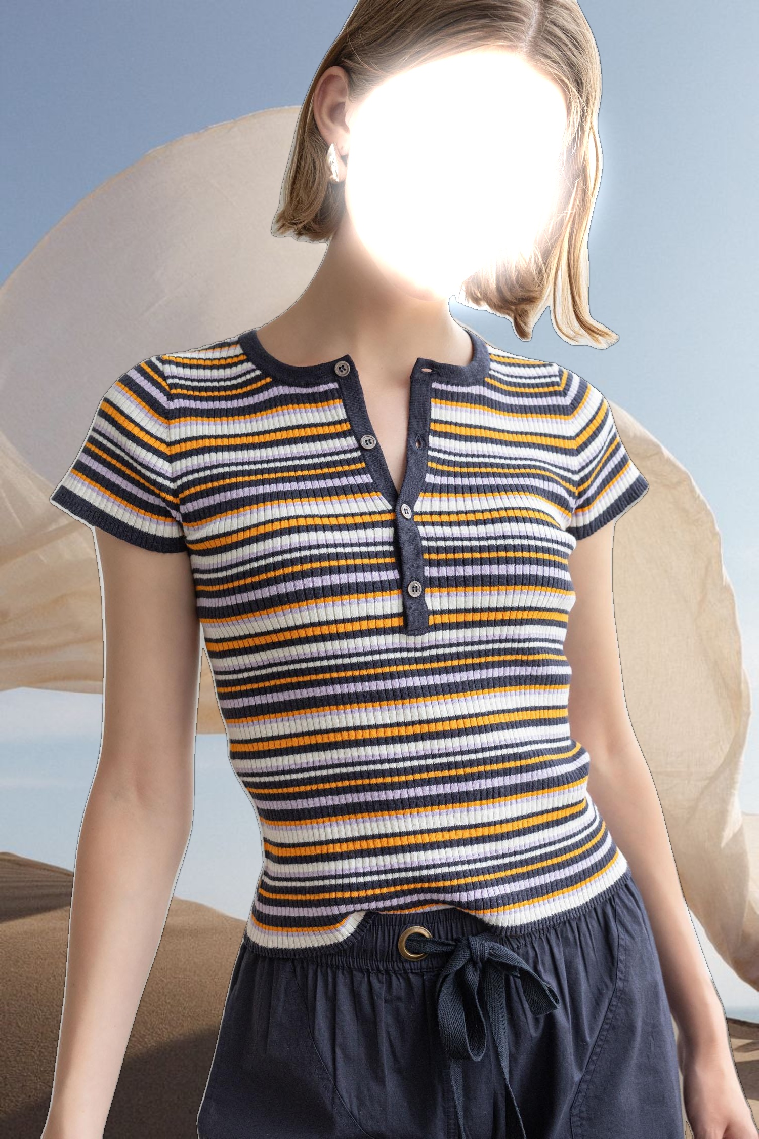 Striped Short Sleeve Henley